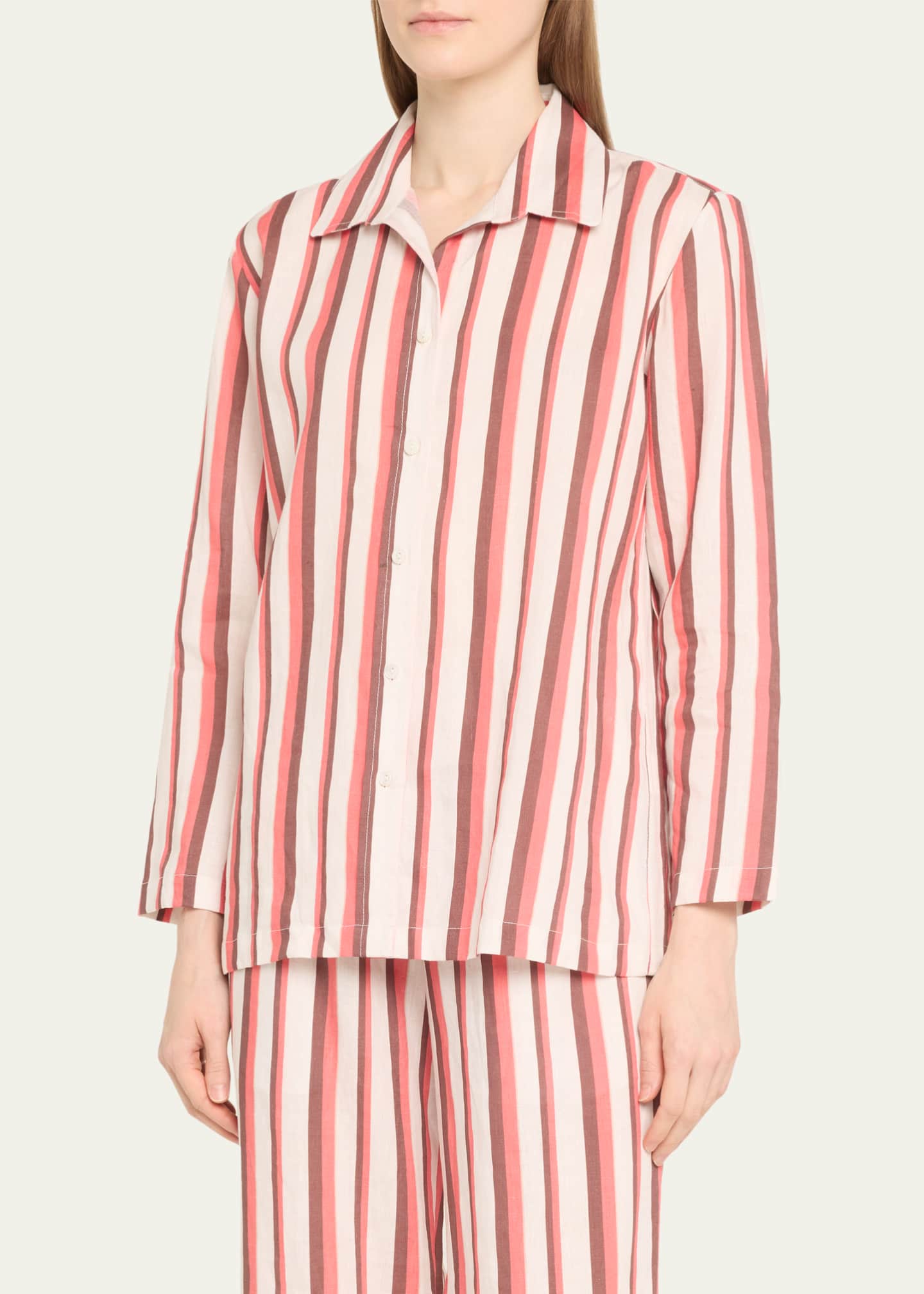 Pour Les Femmes Striped Wide-Leg Linen Lounge Set Image 4 of 5