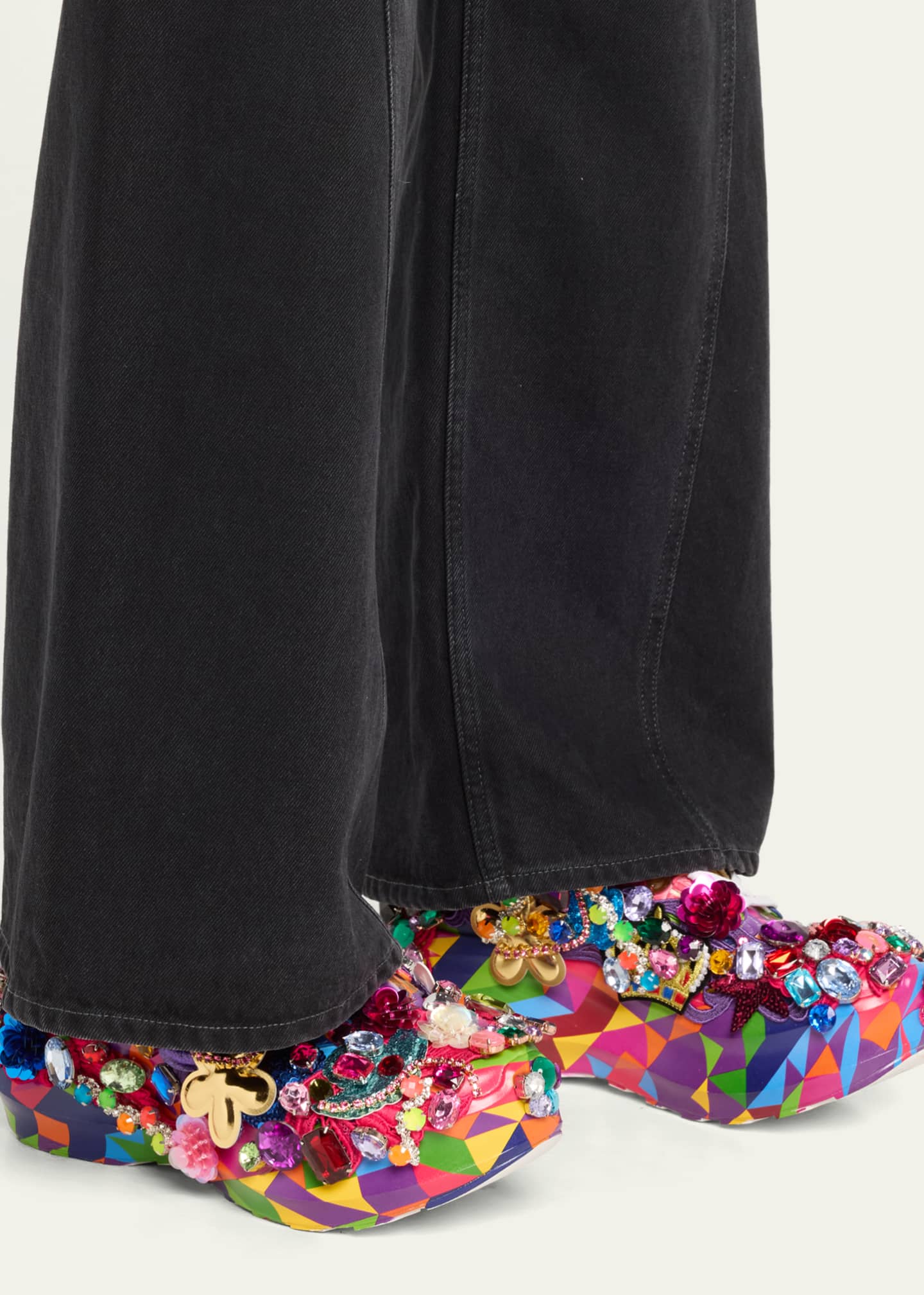 CDG x Salomon Embellished Printed Leather Platform Sneakers