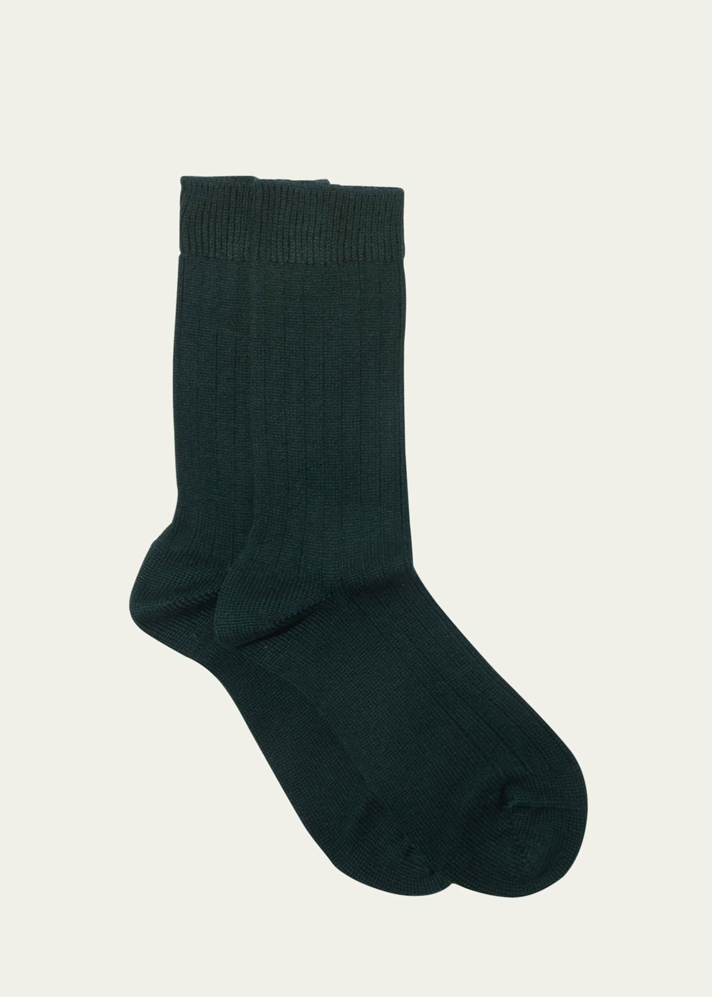Maria La Rosa Ribbed Cashmere Crew Socks