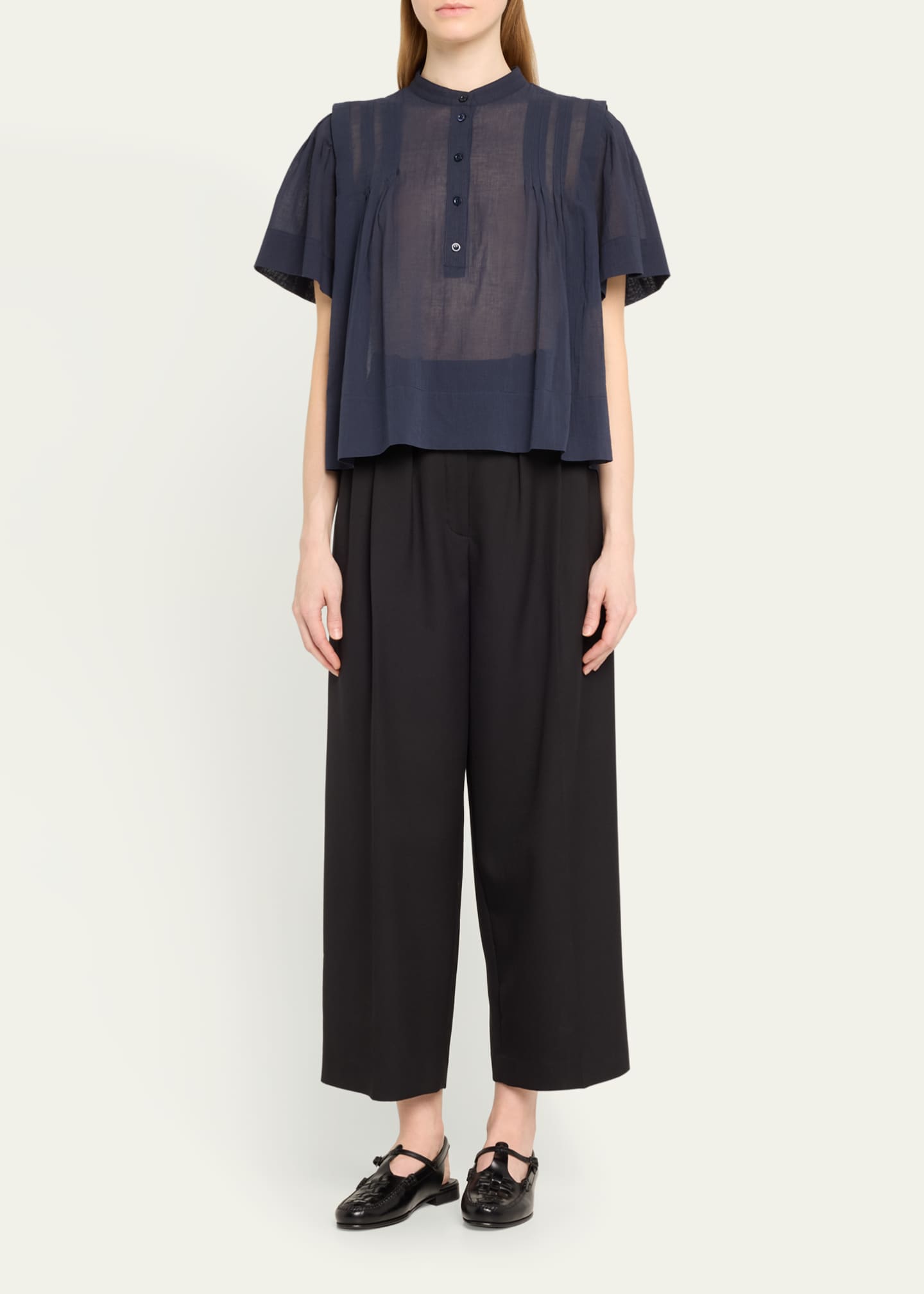 FRAME Pleated Button-Front Blouse - Bergdorf Goodman
