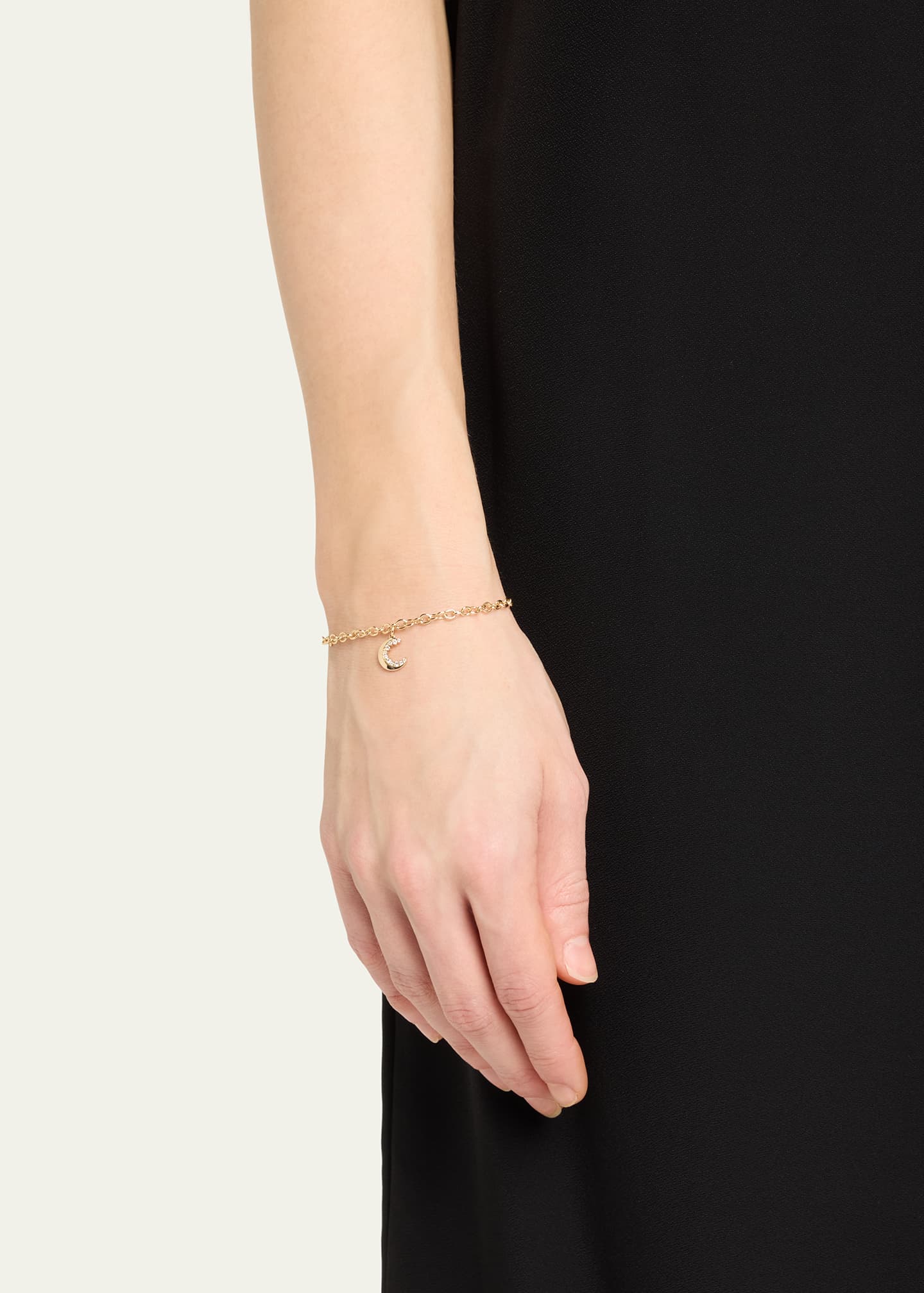 Sydney Evan 14k Gold Small Cocktail Bracelet with Crescent Moon Charm Image 2 of 4