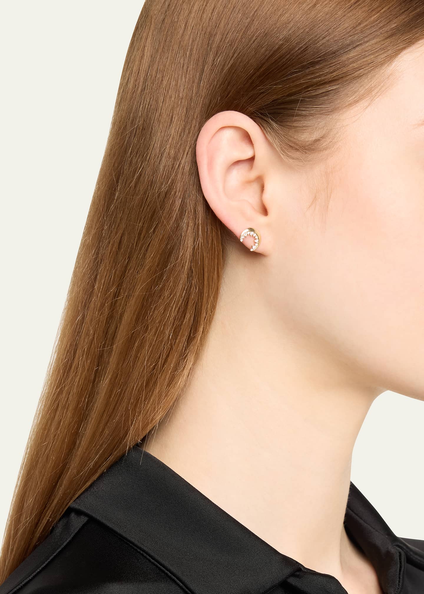 Sydney Evan 14k Gold Cocktail Crescent Moon Stud Image 2 of 4