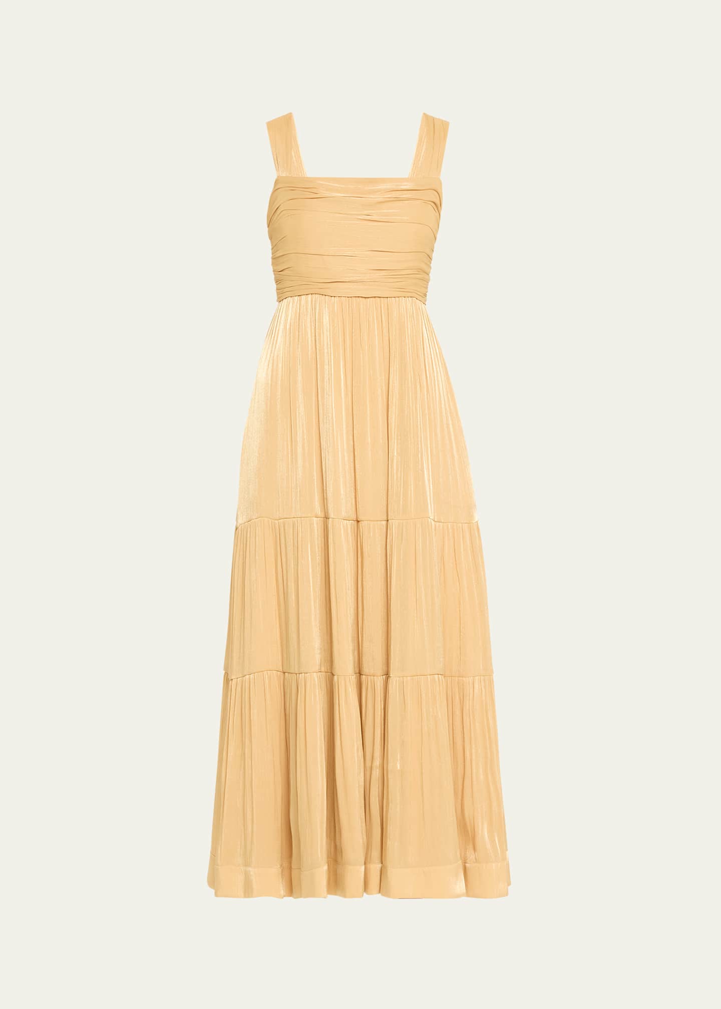 Kobi Halperin Maisie Tiered Metallic Shimmer Maxi Dress