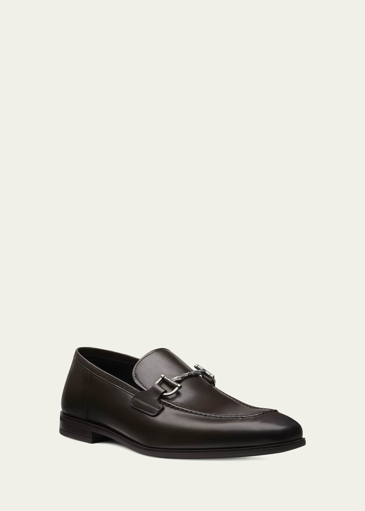 Stuart Weitzman Men's Simon Leather Twist Bit Loafers Image 2 of 3