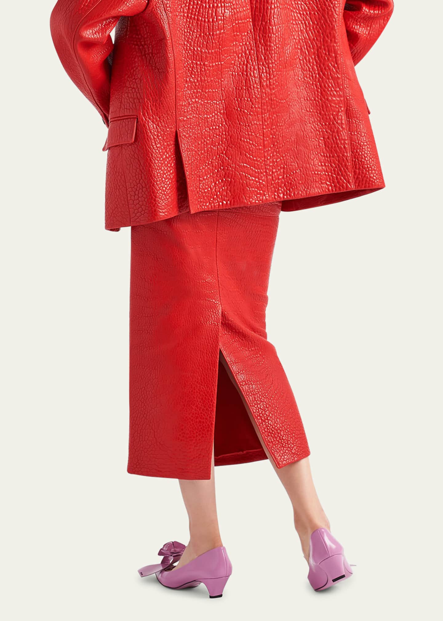 Prada Pencil Midi Napa Leather Skirt Image 3 of 5