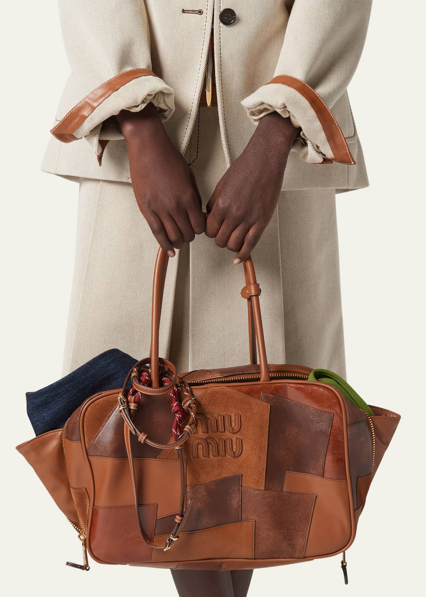 ハンドバッグ MIU MIU PATCHWAORK LEATHER HAND BAG Miu Miu Patchwork Leather & Suede Shoulder Bag - Bergdorf