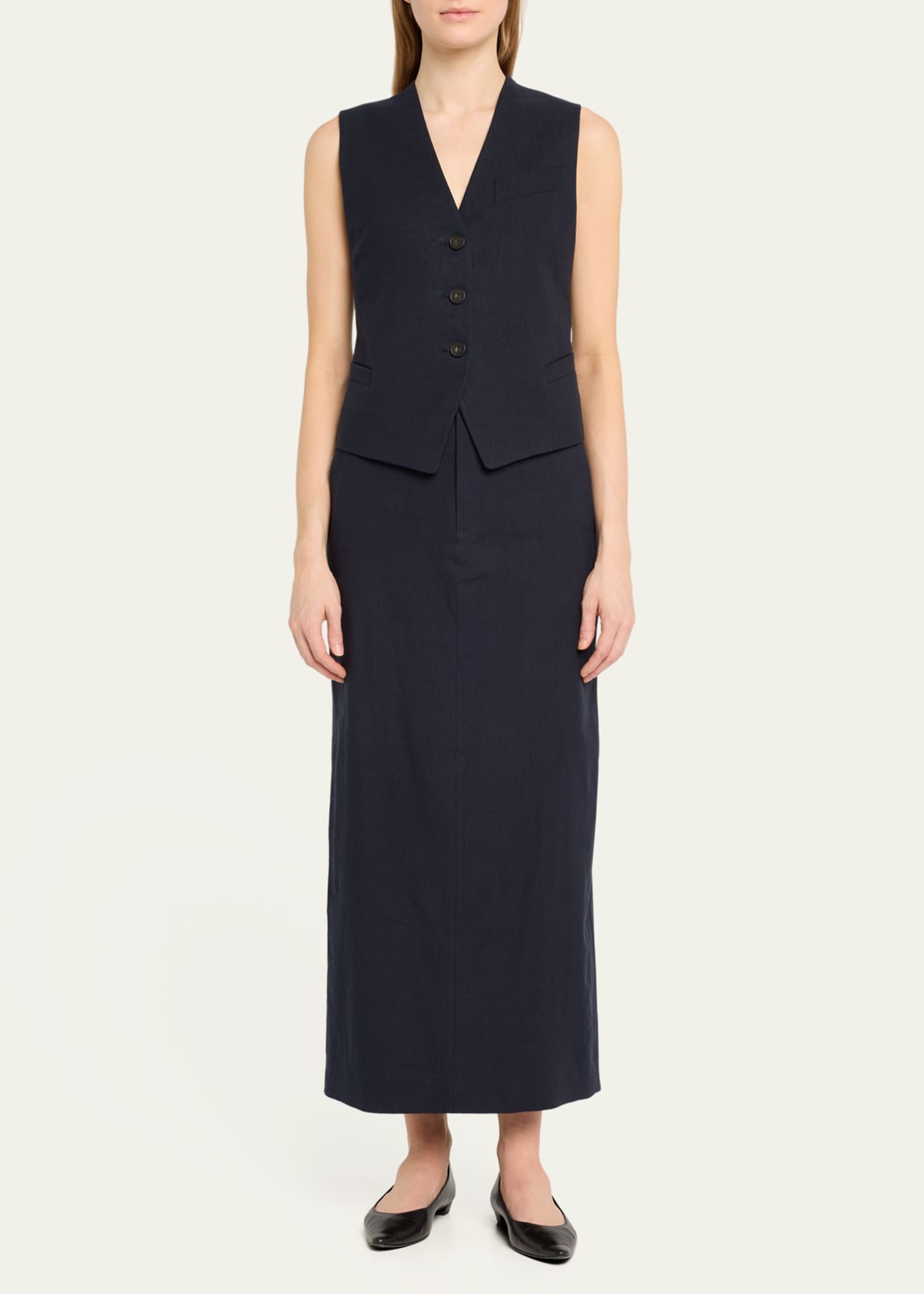 Vince Mid-Rise Linen-Blend Maxi Skirt Image 2 of 5