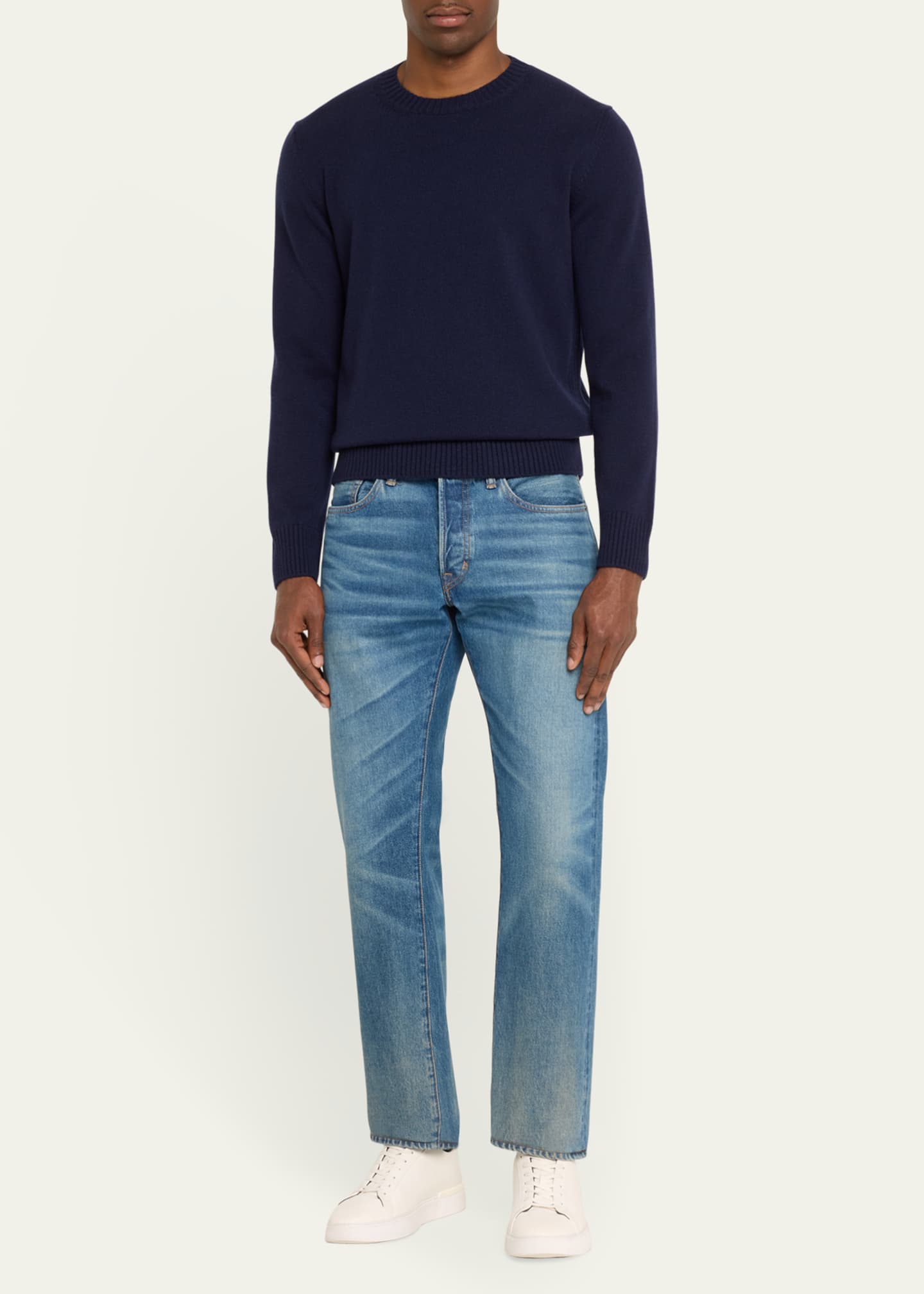 Bergdorf Goodman Men's Rib Baby Cashmere Pullover Image 2 of 5