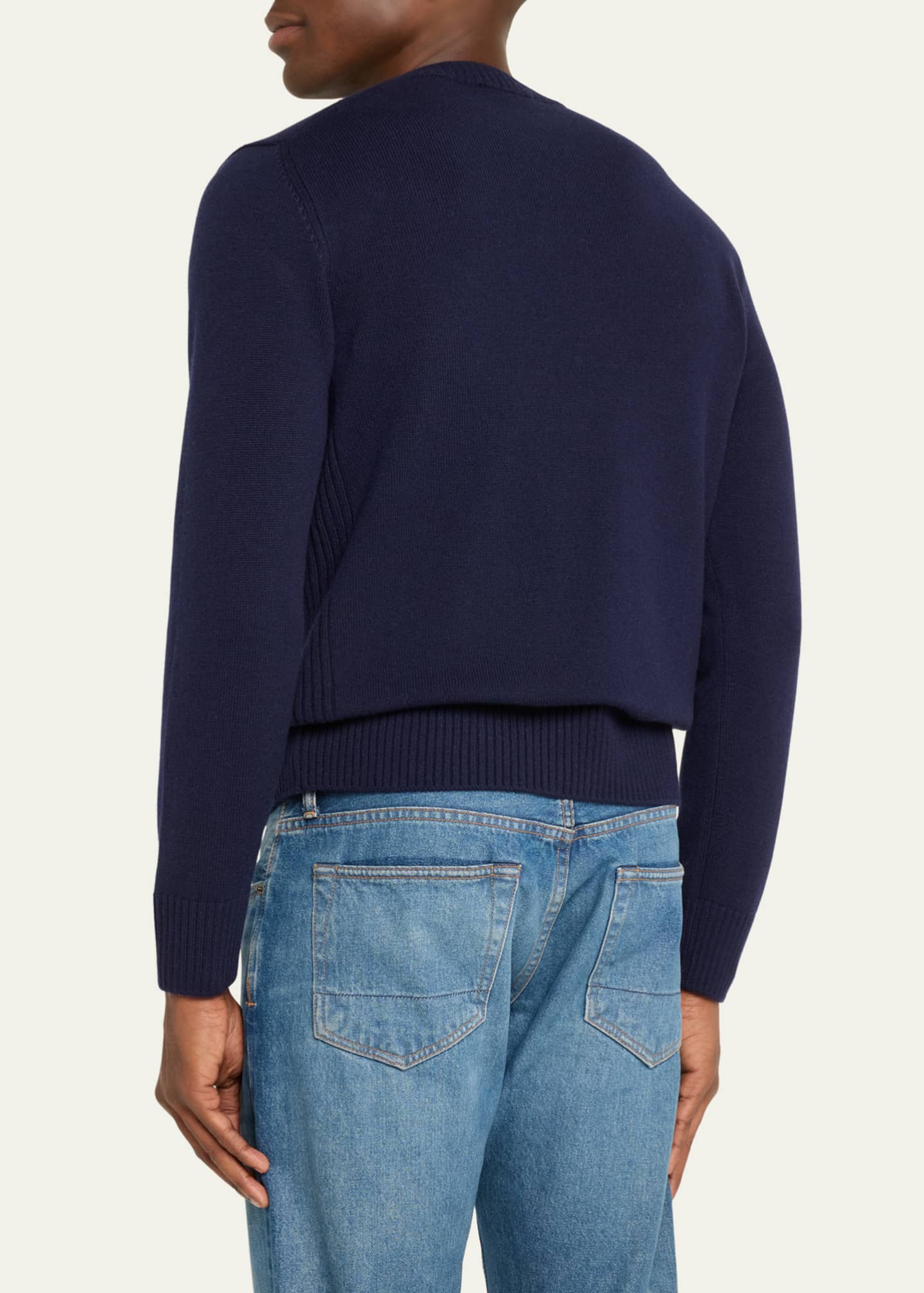 Bergdorf Goodman Men's Rib Baby Cashmere Pullover Image 3 of 5