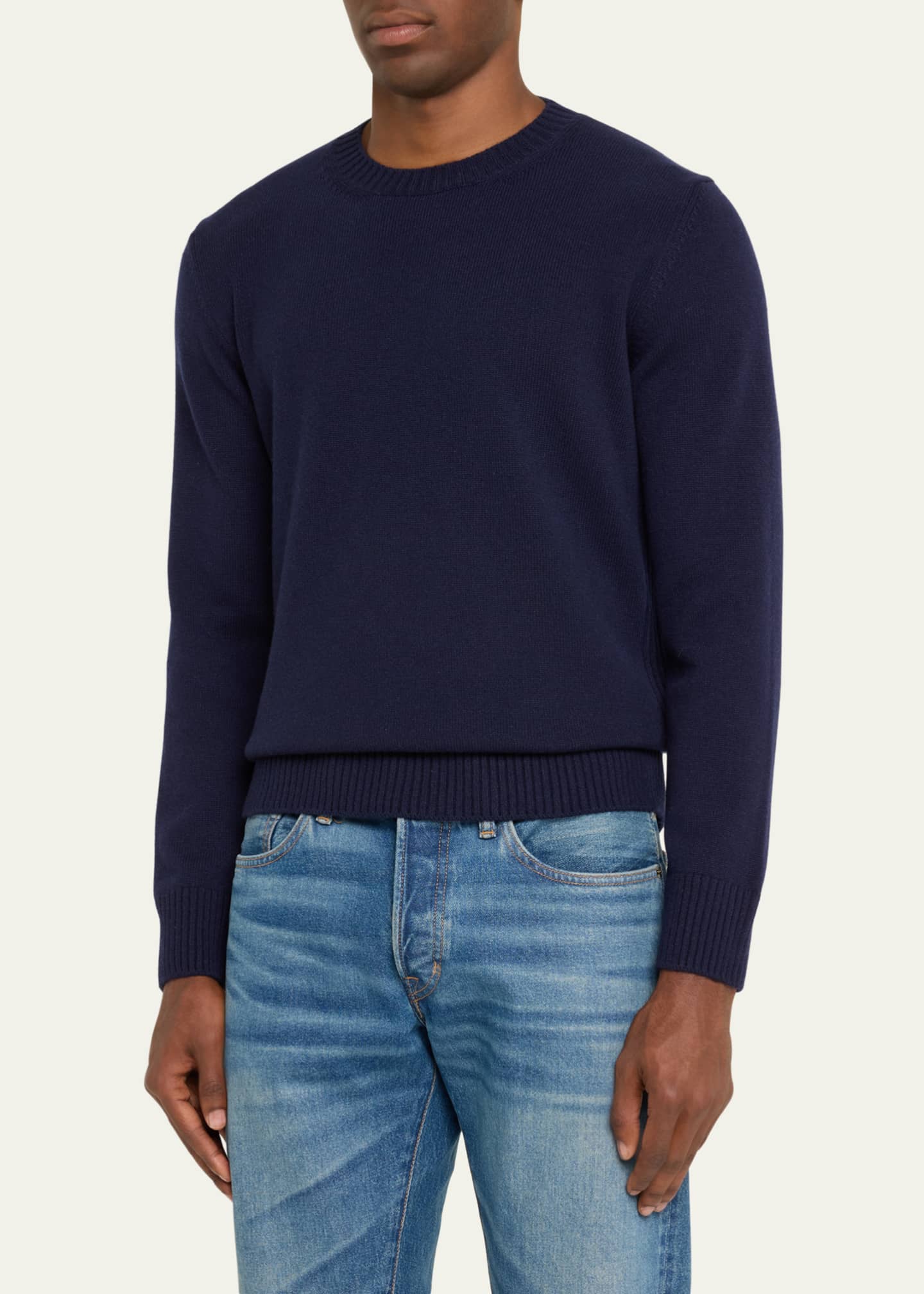 Bergdorf Goodman Men's Rib Baby Cashmere Pullover Image 4 of 5