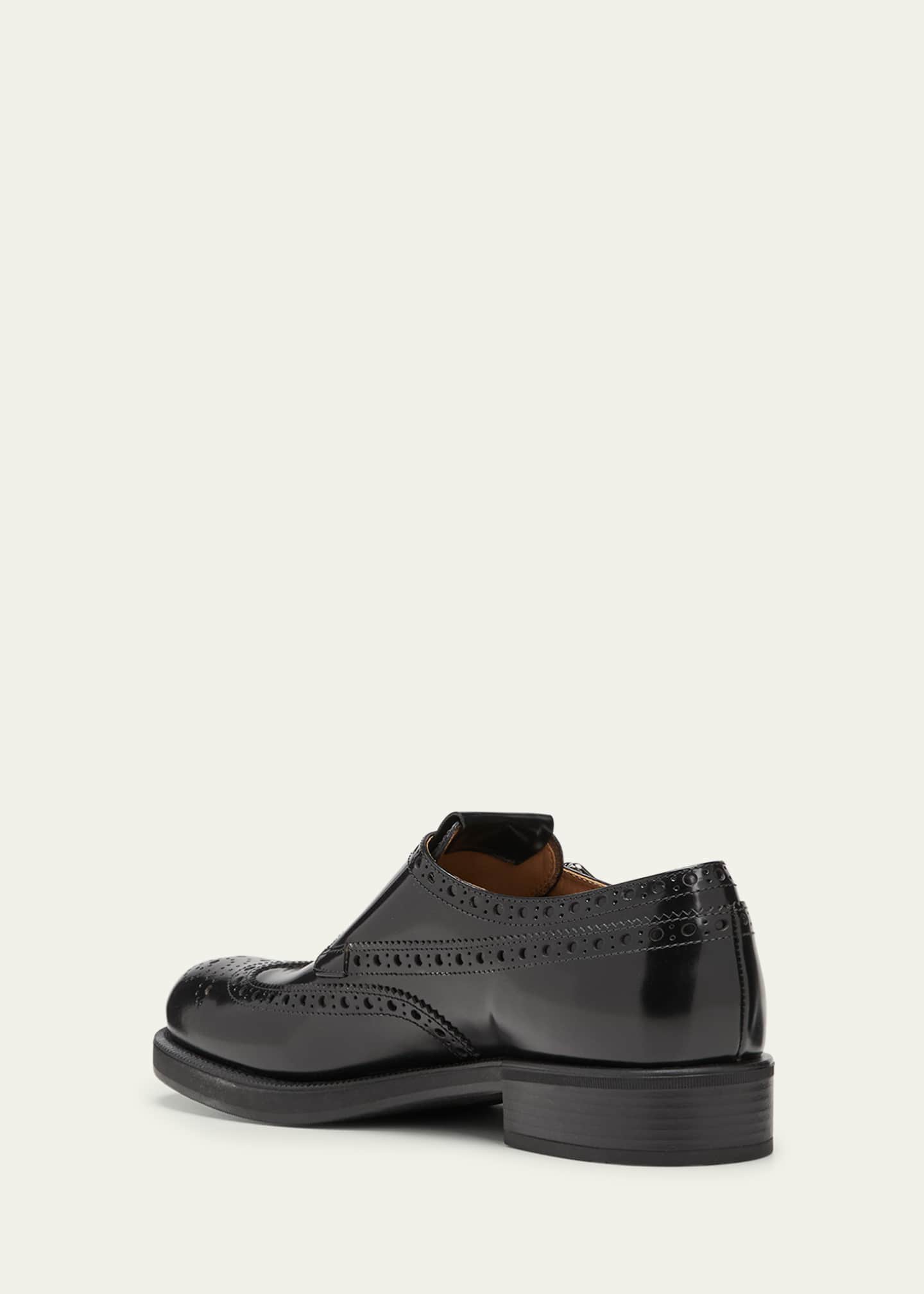 Miu Miu Brogue Leather Double Monk Loafers Image 4 of 5