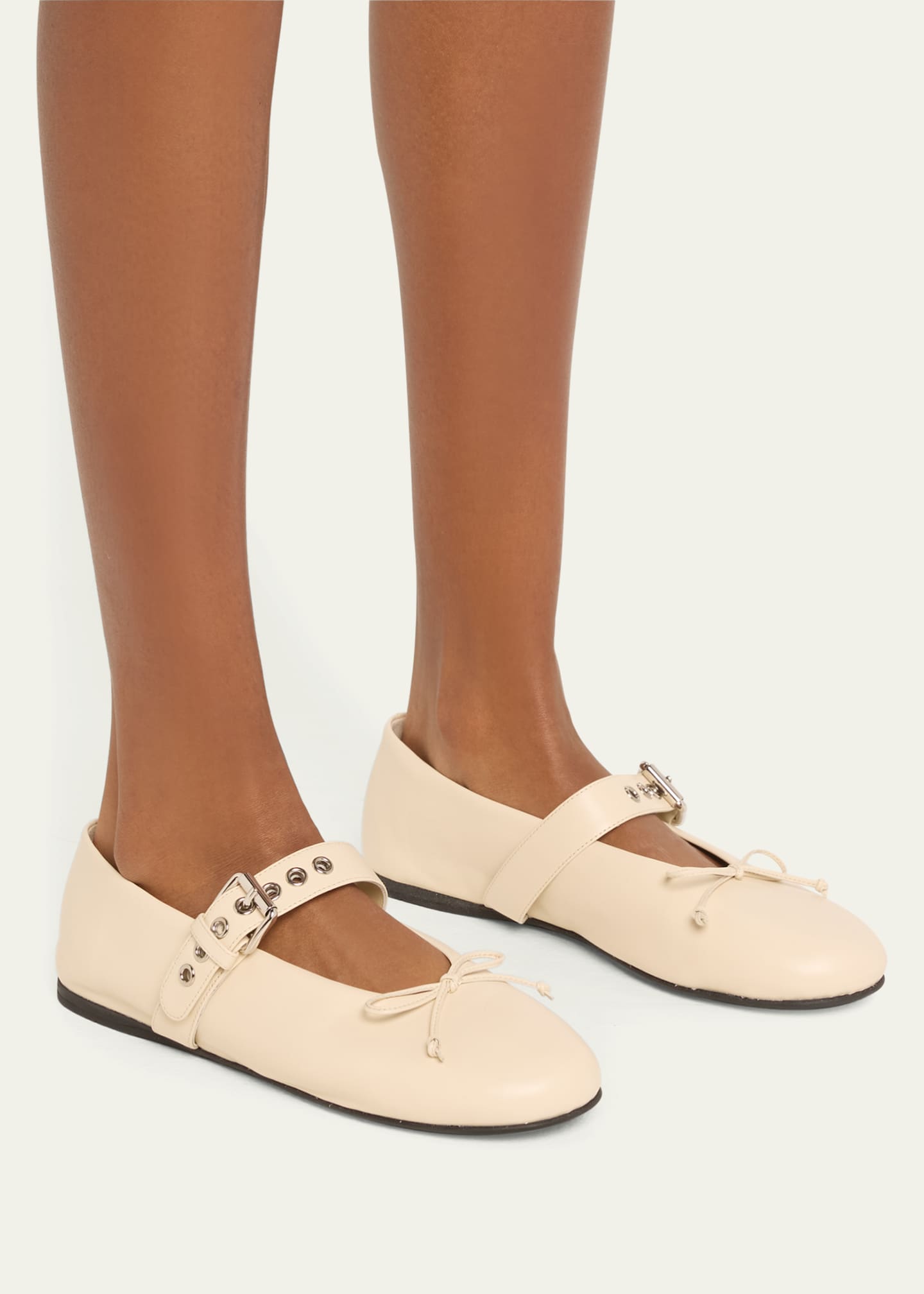 Miu Miu Leather Mary Jane Ballerina Flats Image 2 of 6