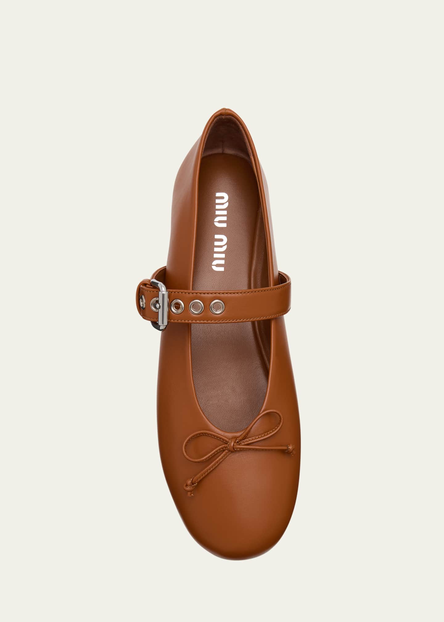 Miu Miu Leather Mary Jane Ballerina Flats Image 6 of 6