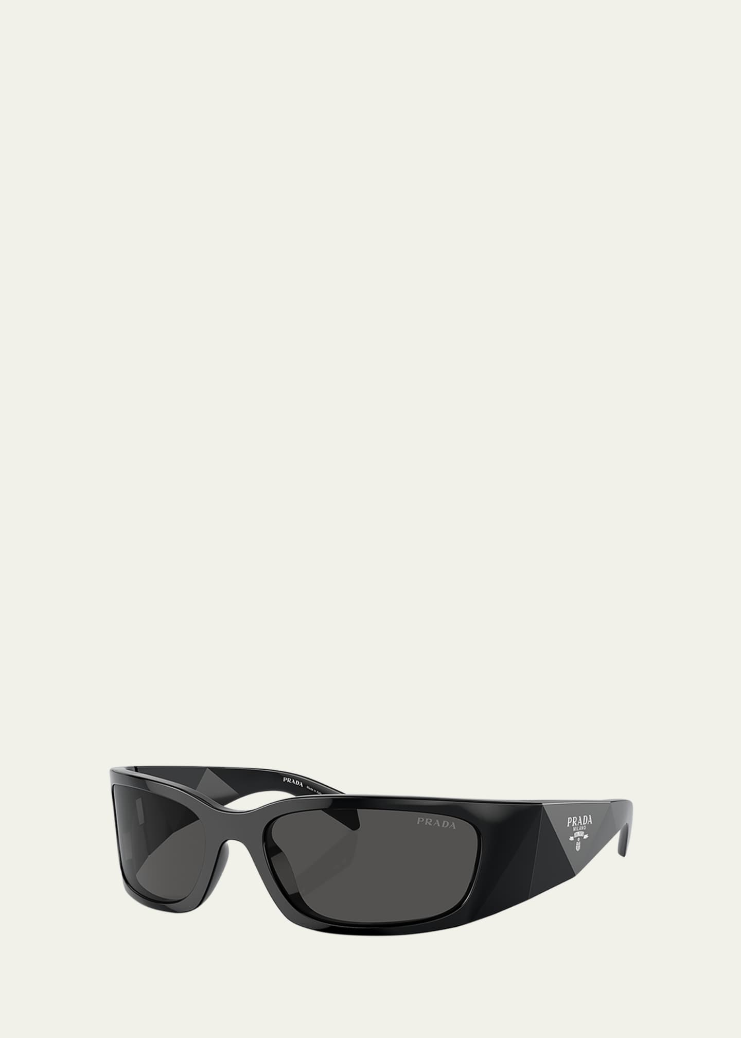 Prada Men s Plastic Rectangle Wrap Sunglasses Bergdorf Goodman