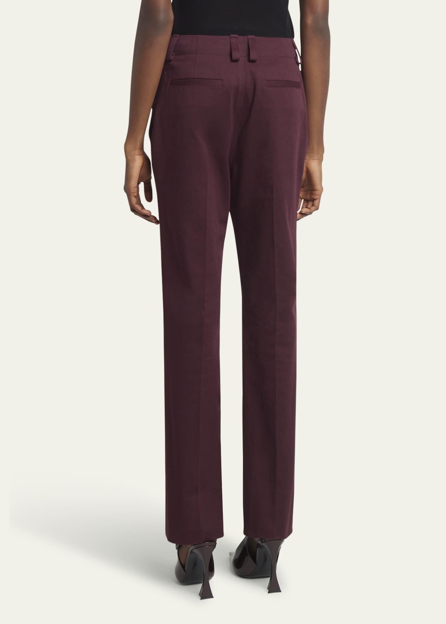 Saint Laurent Mid-Rise Straight-Leg Ankle Cotton Pants Image 3 of 5