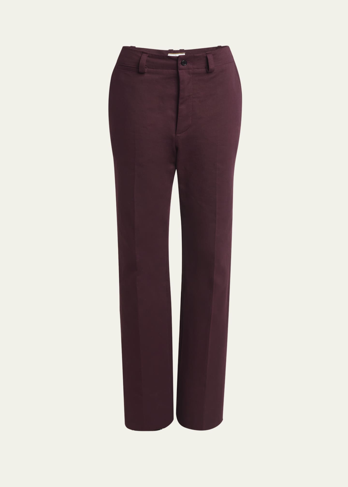 Saint Laurent Mid-Rise Straight-Leg Ankle Cotton Pants Image 1 of 5