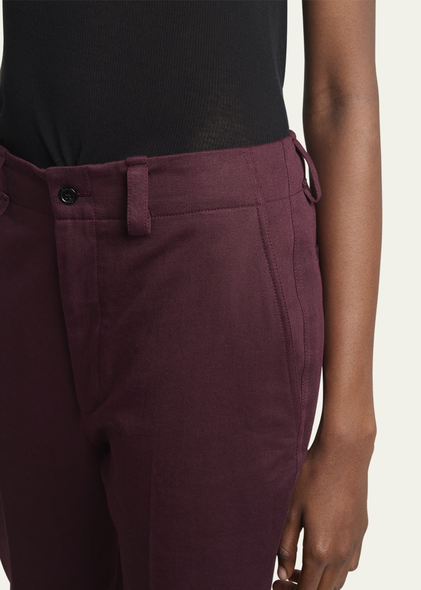 Saint Laurent Mid-Rise Straight-Leg Ankle Cotton Pants Image 5 of 5