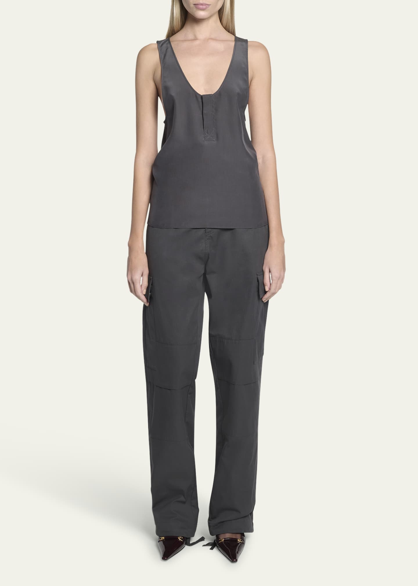 トップス YSL by Tom Ford Silk tank top Saint Laurent Scoop-Neck Silk Tank Top | Neiman Marcus