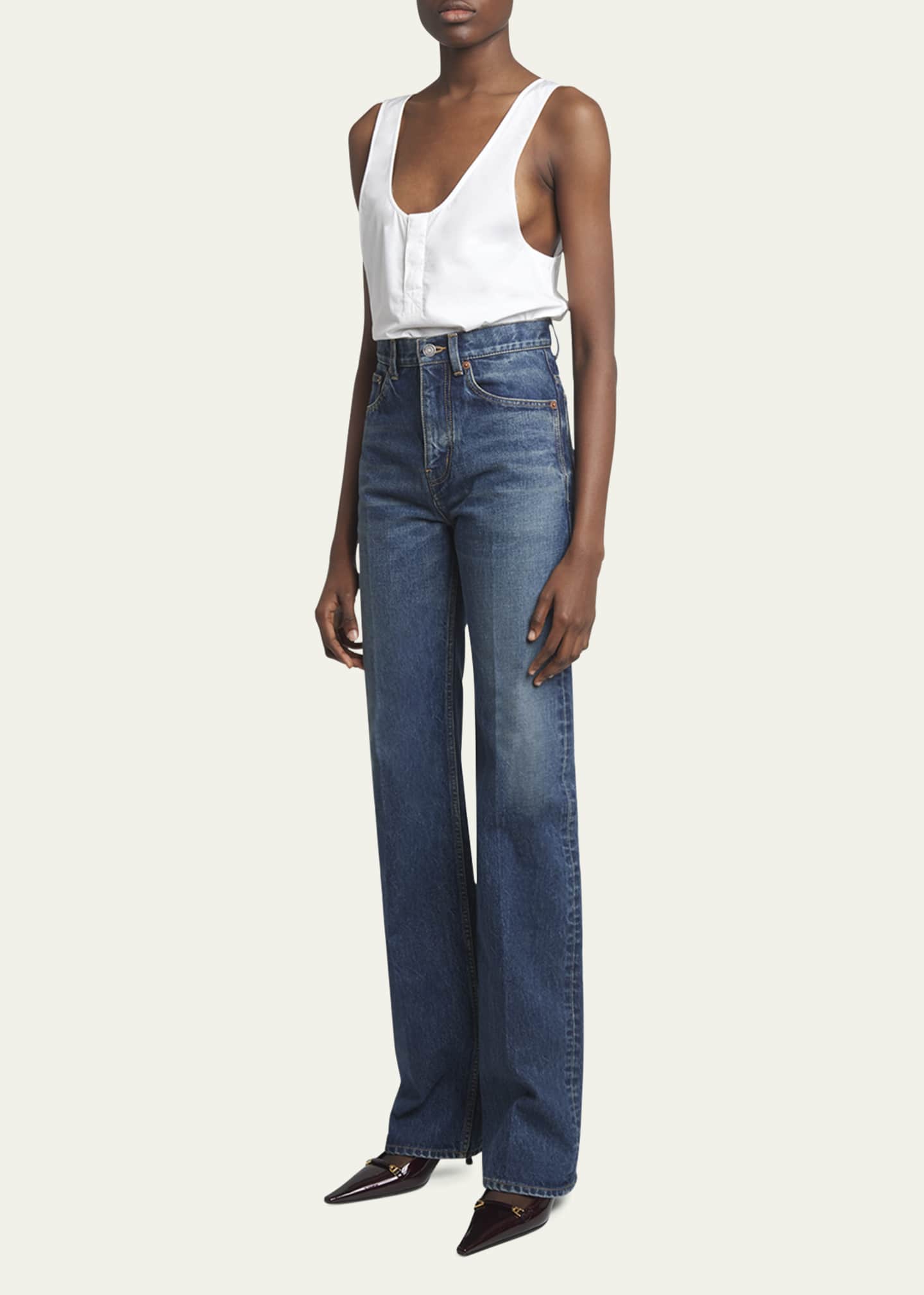 Saint Laurent Neo Clyde High-Rise Straight-Leg Jeans Image 2 of 5