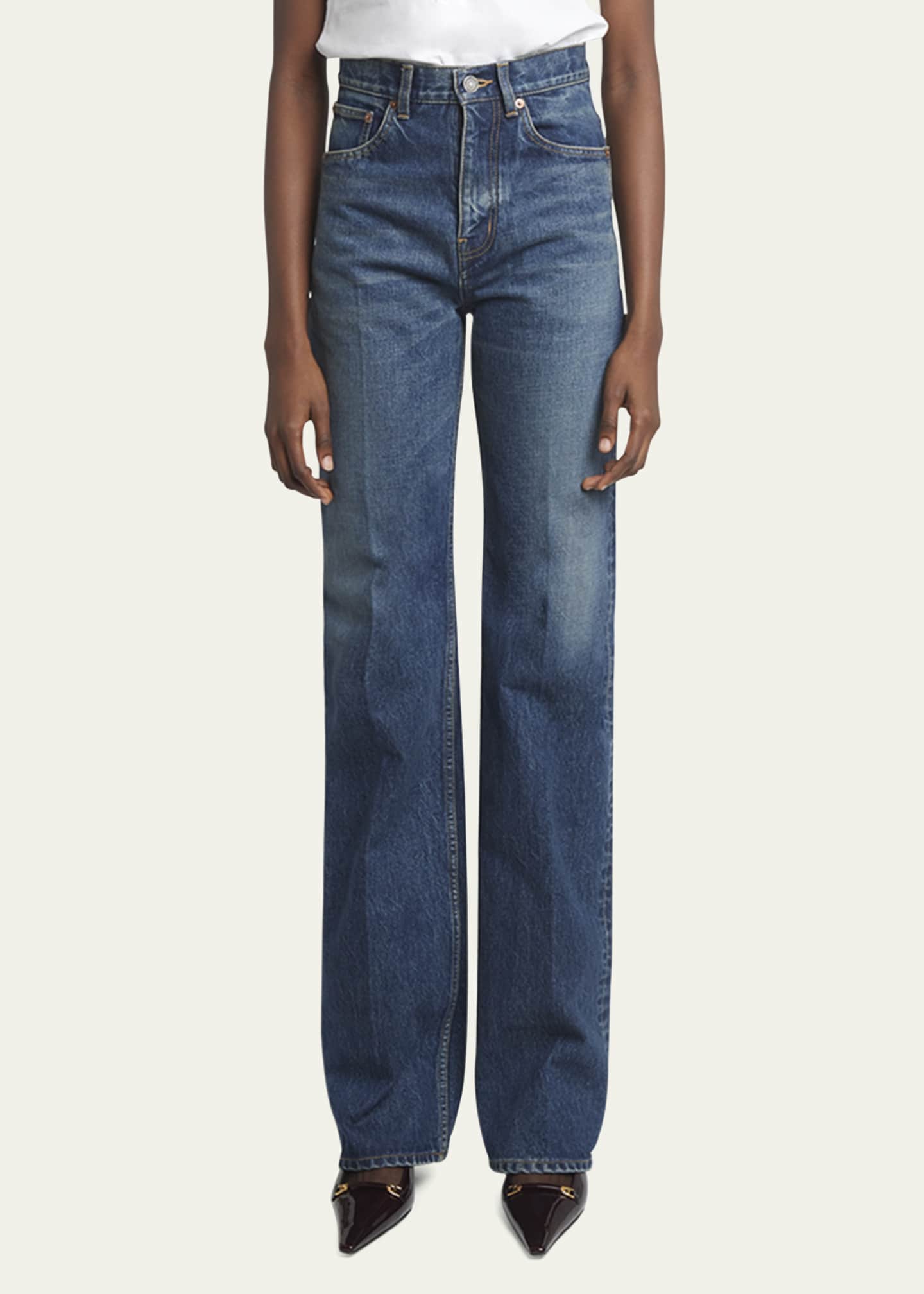Saint Laurent Neo Clyde High-Rise Straight-Leg Jeans Image 4 of 5