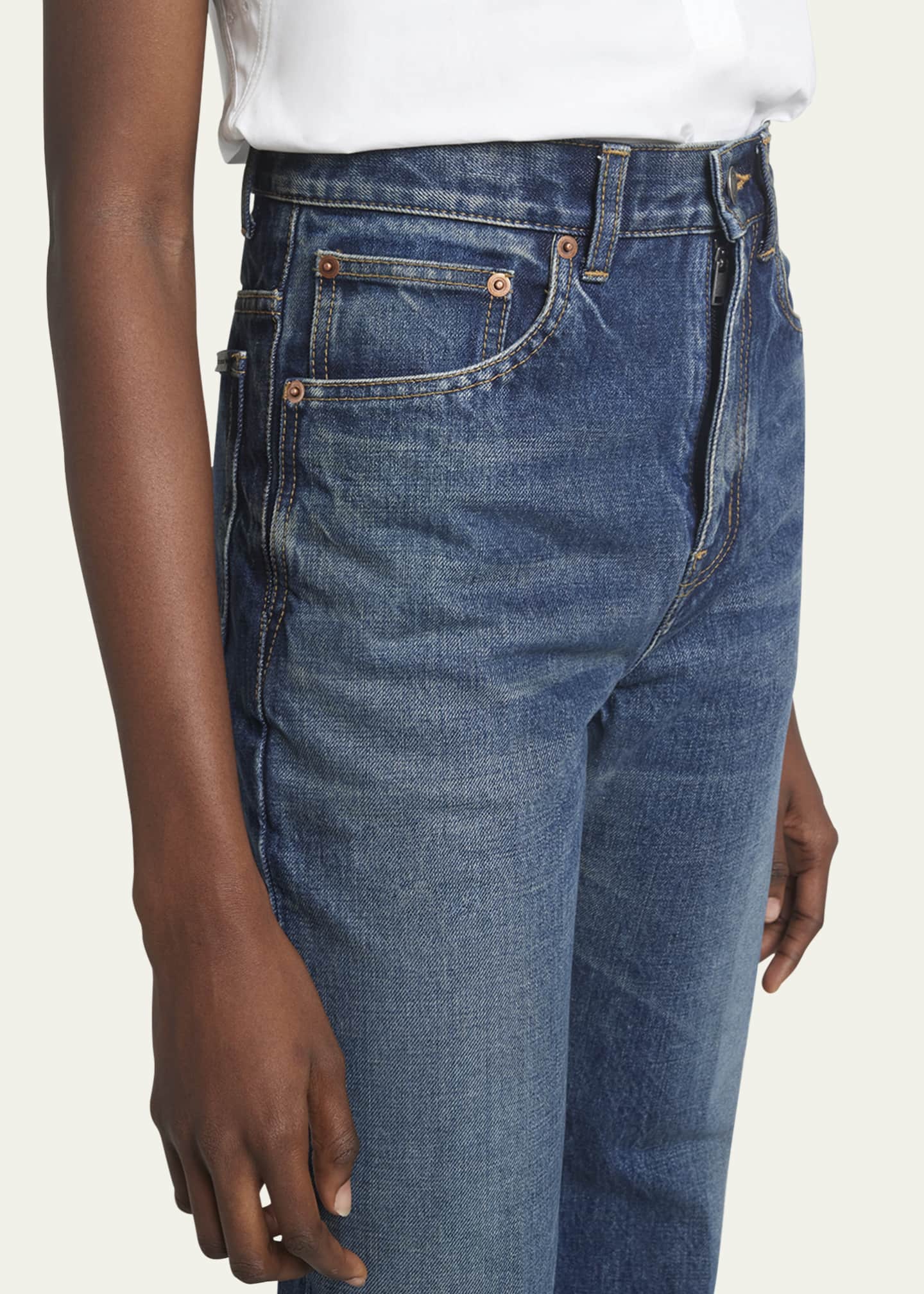 Saint Laurent Neo Clyde High-Rise Straight-Leg Jeans Image 5 of 5