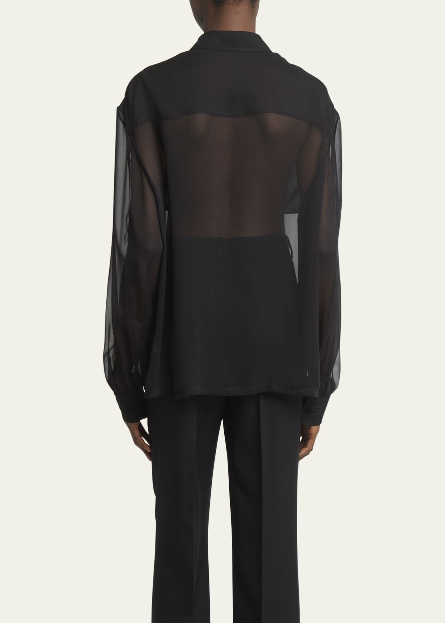 Saint Laurent Silk Chiffon Collared Shirt Image 3 of 5