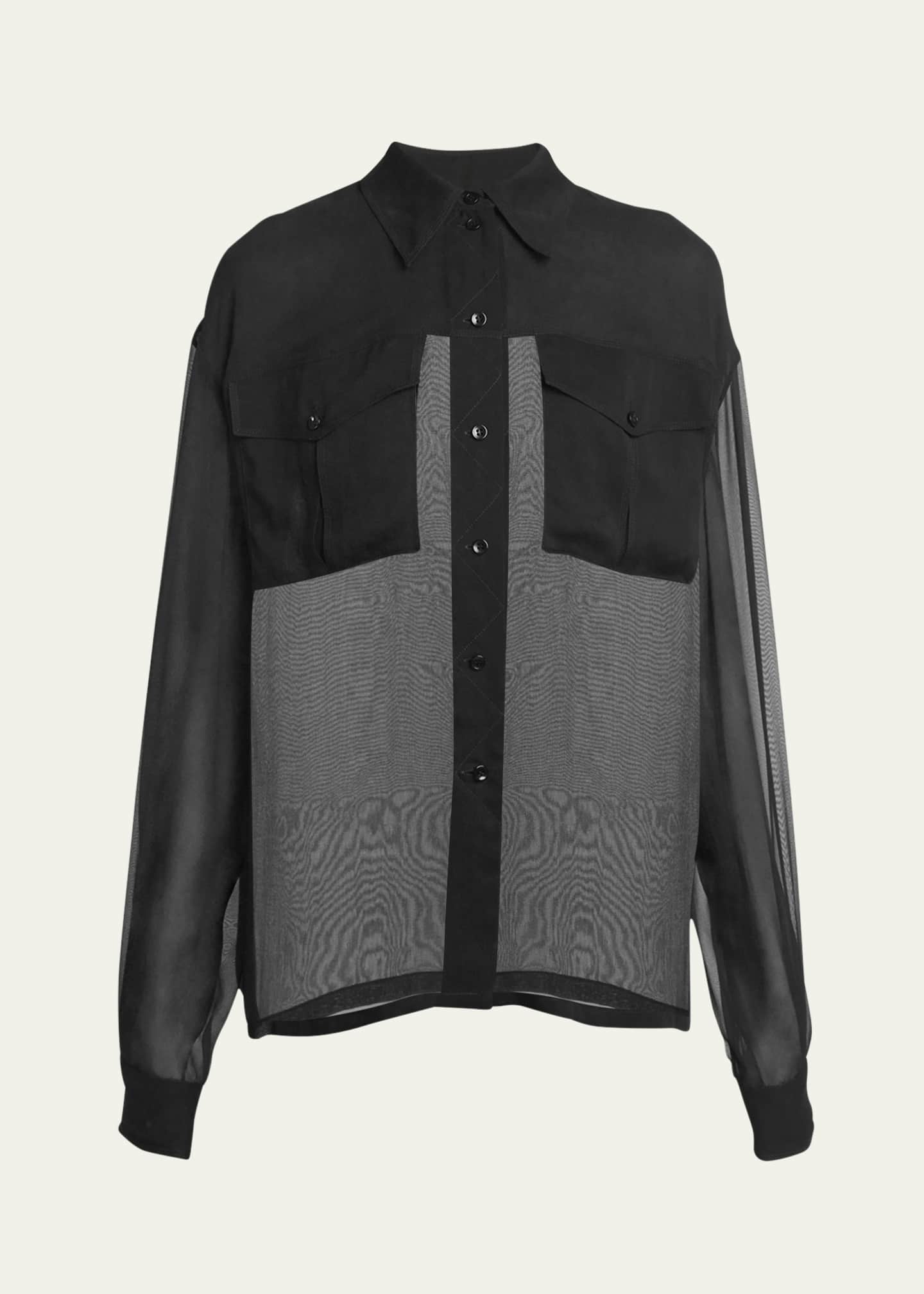 Saint Laurent Silk Chiffon Collared Shirt Image 1 of 5