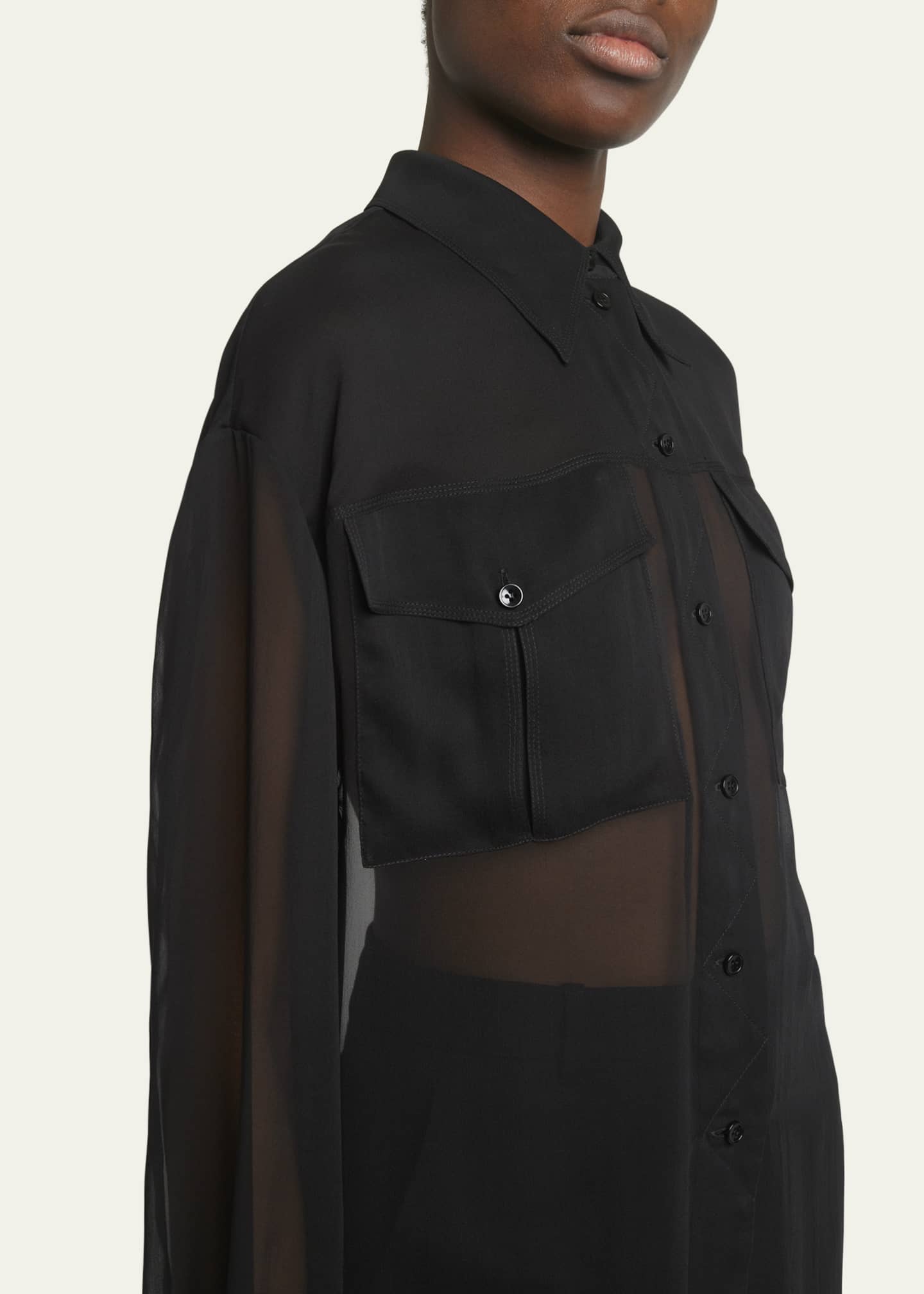 Saint Laurent Silk Chiffon Collared Shirt Image 5 of 5