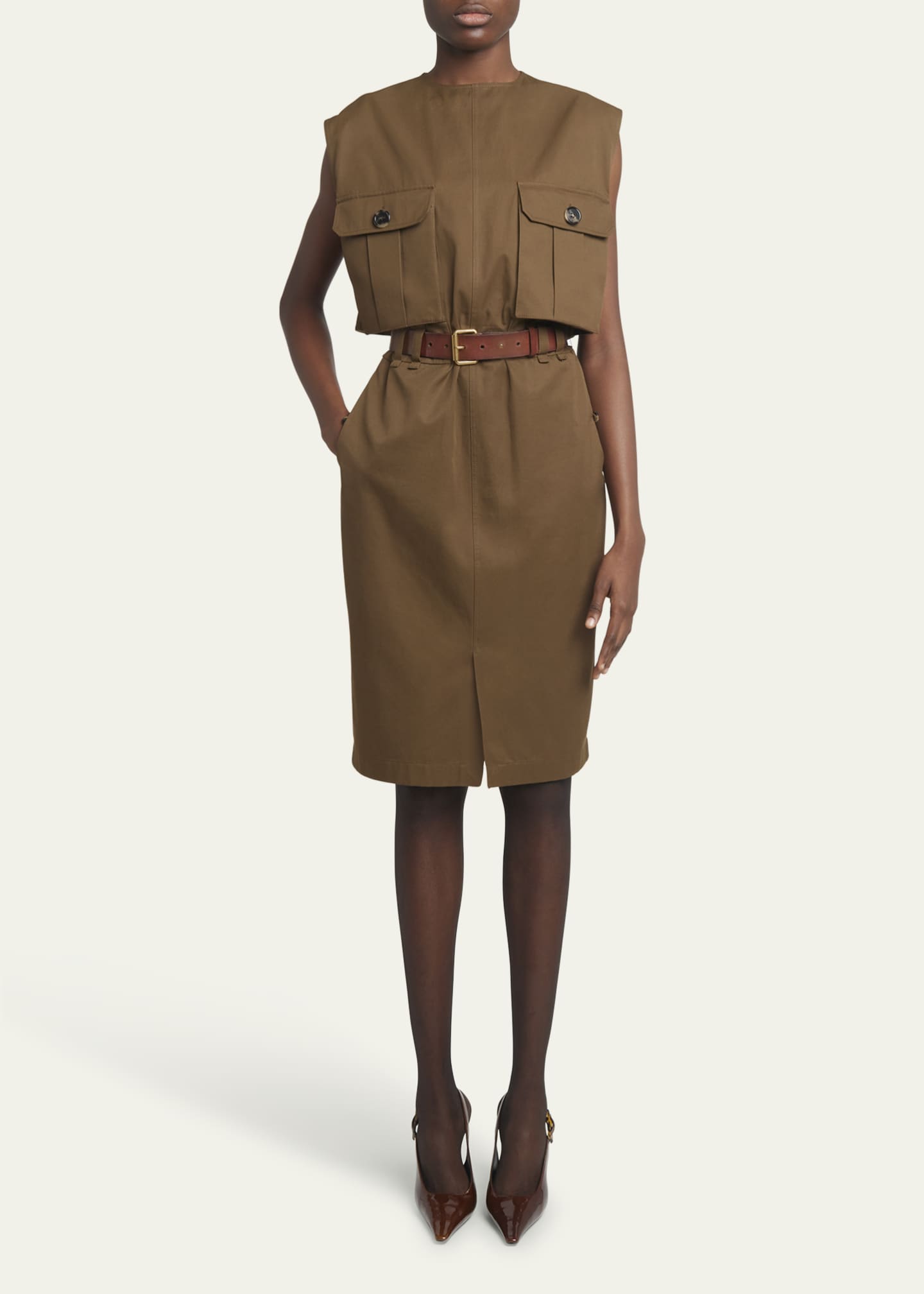 Saint Laurent Belted Button-Front Shirtdress Image 2 of 5