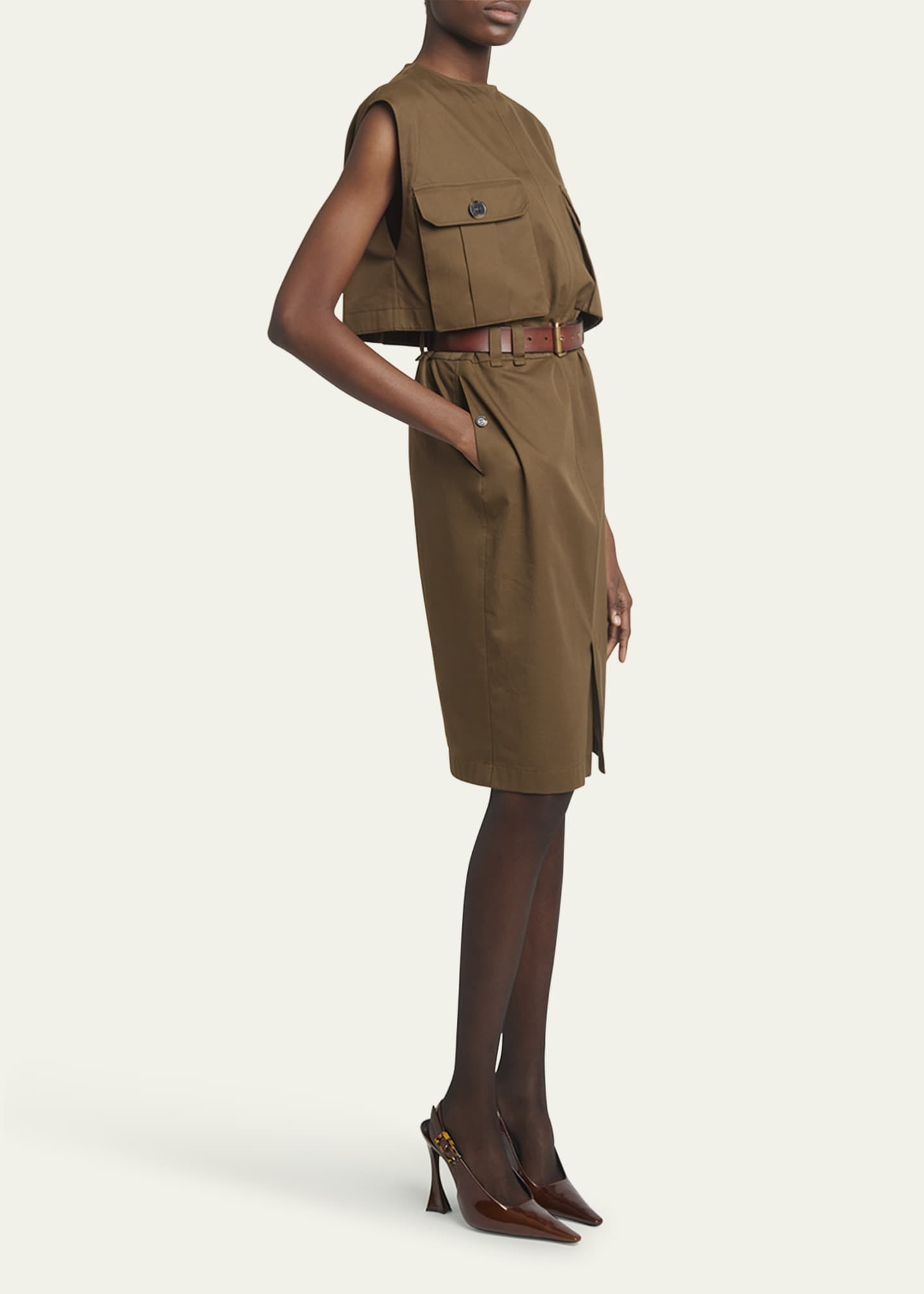Saint Laurent Belted Button-Front Shirtdress Image 4 of 5