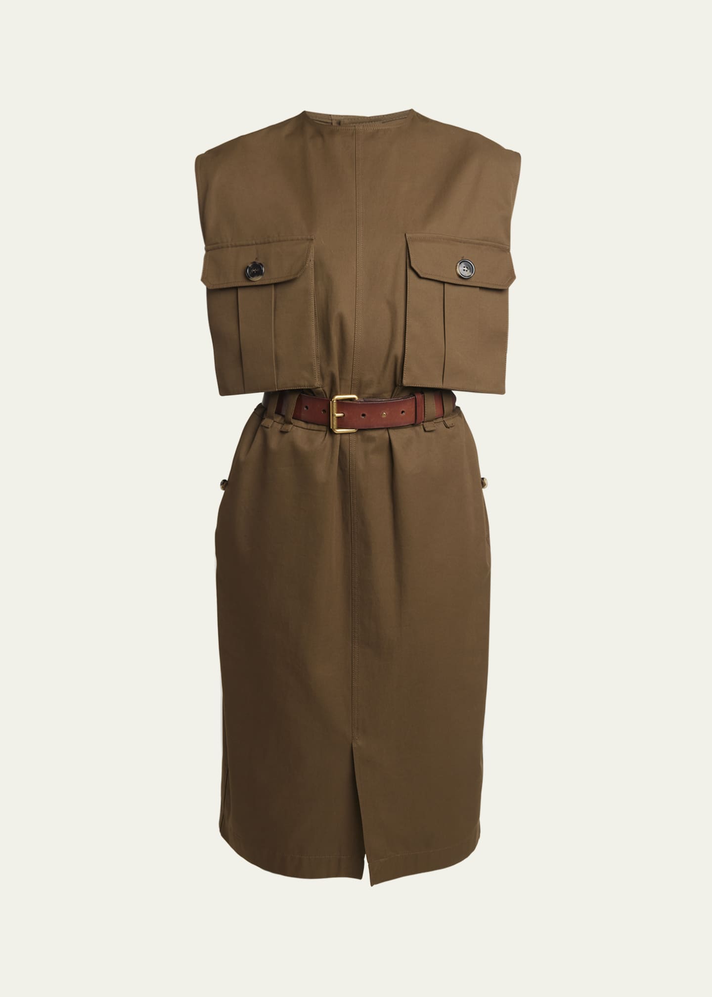 Saint Laurent Belted Button-Front Shirtdress Image 1 of 5