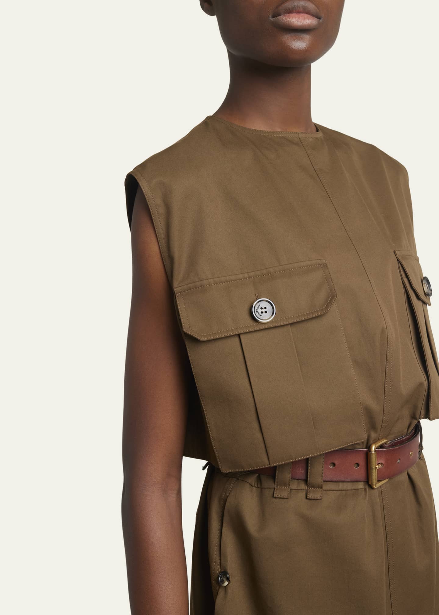 Saint Laurent Belted Button-Front Shirtdress Image 5 of 5