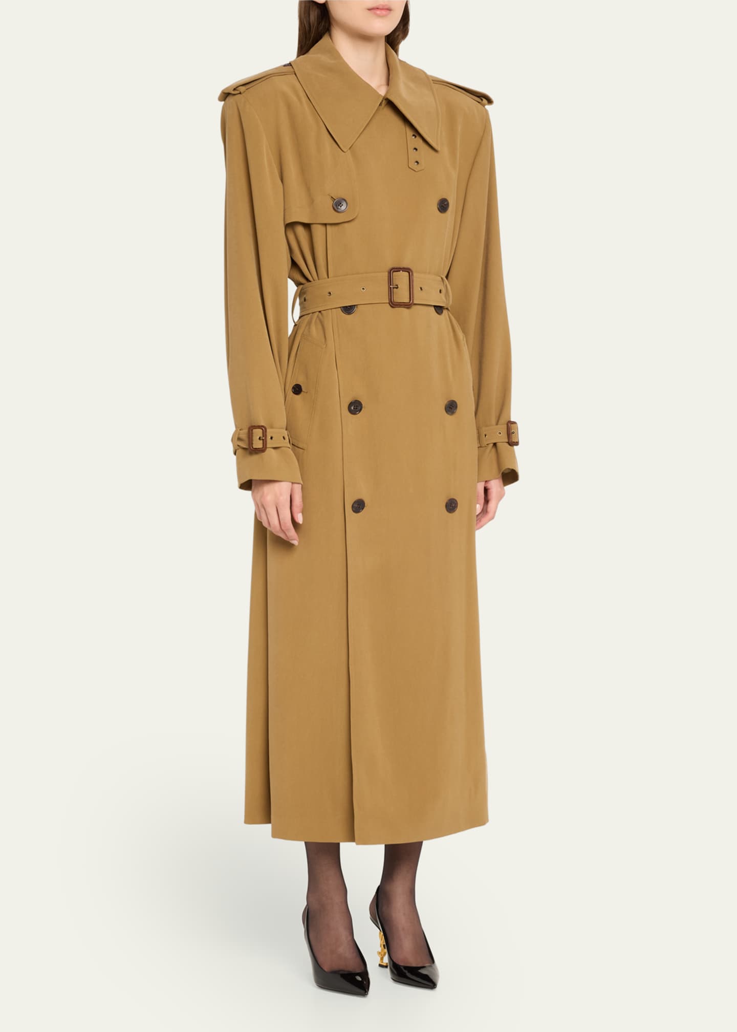 Saint Laurent Beige Polyamide Trench Coat