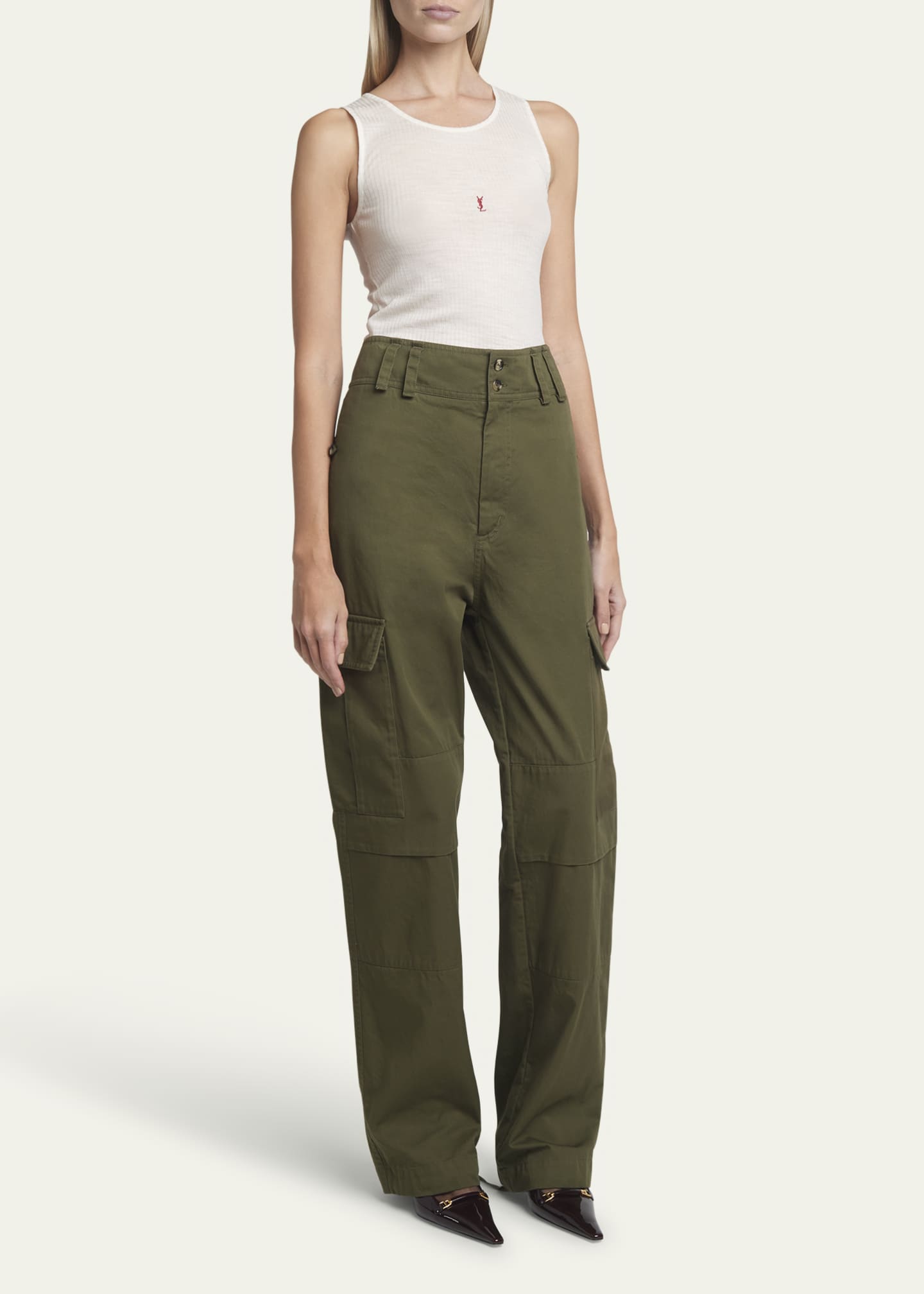 Saint Laurent High-Rise Straight-Leg Cargo Trousers Image 2 of 5