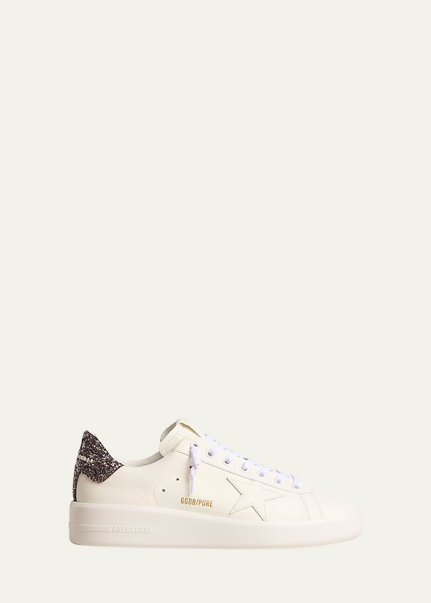 Golden Goose Pure Star Leather Glitter Low-Top Sneakers Image 1 of 5