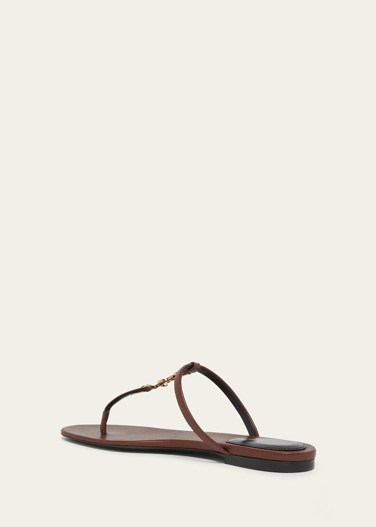 Saint Laurent Cassandra Leather YSL Thong Sandals Image 2 of 4