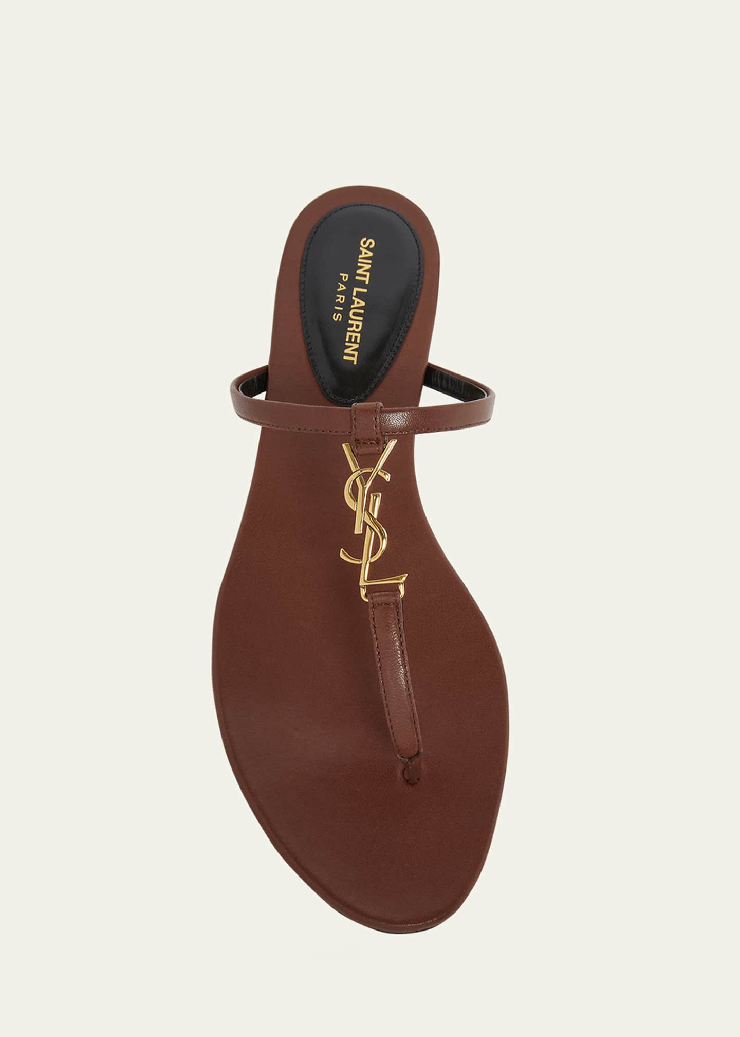 Saint Laurent Cassandra Leather YSL Thong Sandals Image 4 of 4