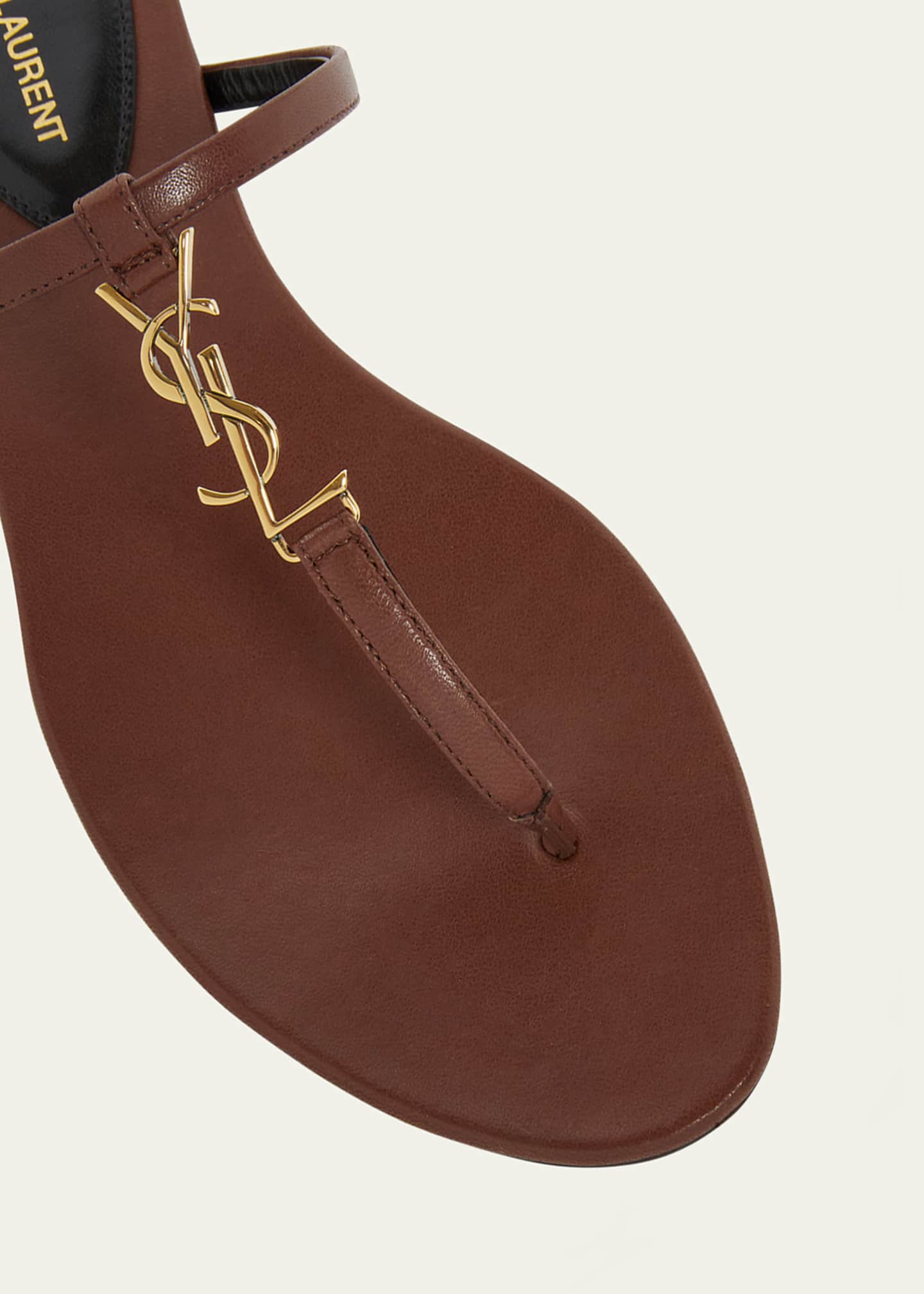 Saint Laurent Cassandra Leather YSL Thong Sandals Image 3 of 4
