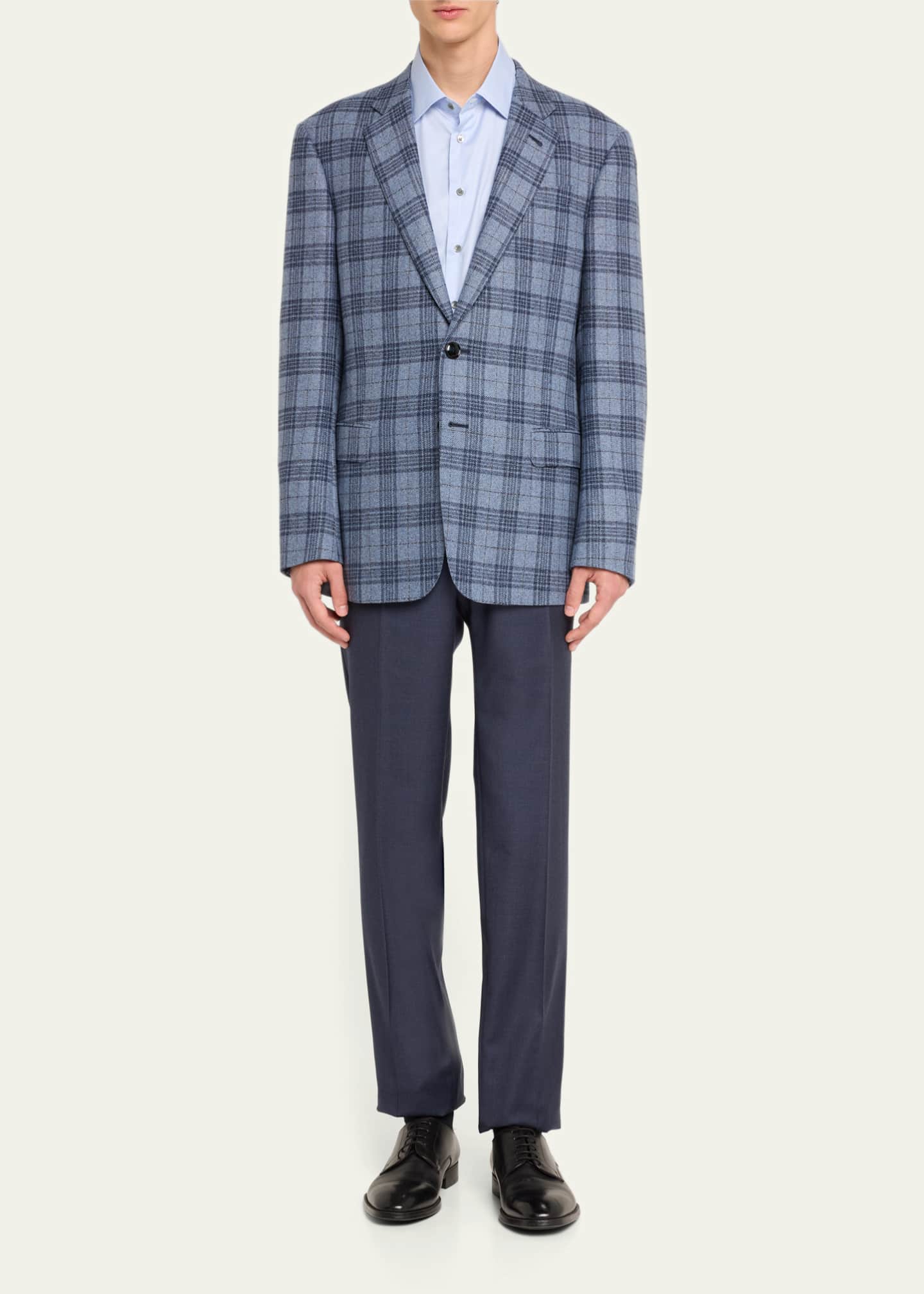 Giorgio Armani Men's Flat-Front Wool Trousers Image 2 of 5