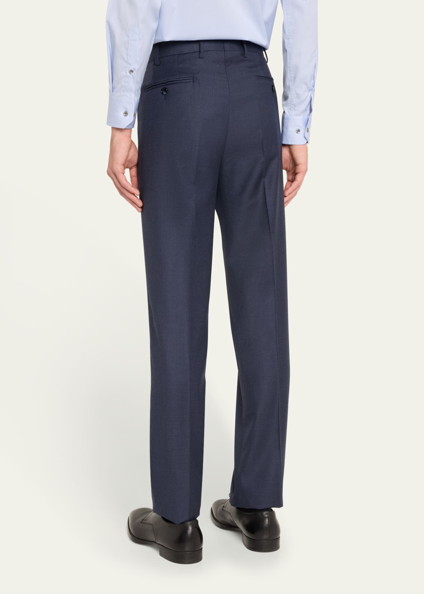 Giorgio Armani Men's Flat-Front Wool Trousers Image 3 of 5