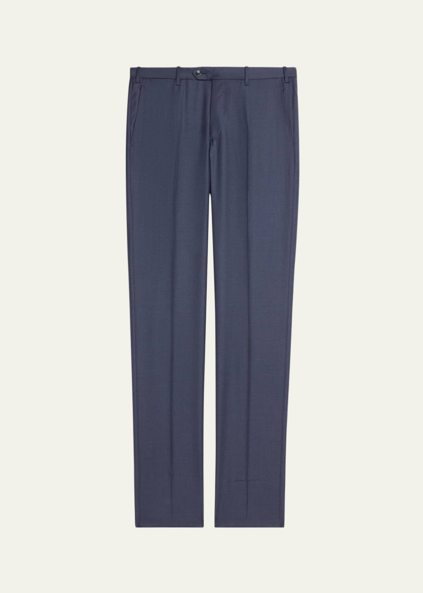 Giorgio Armani Men's Flat-Front Wool Trousers Image 1 of 5