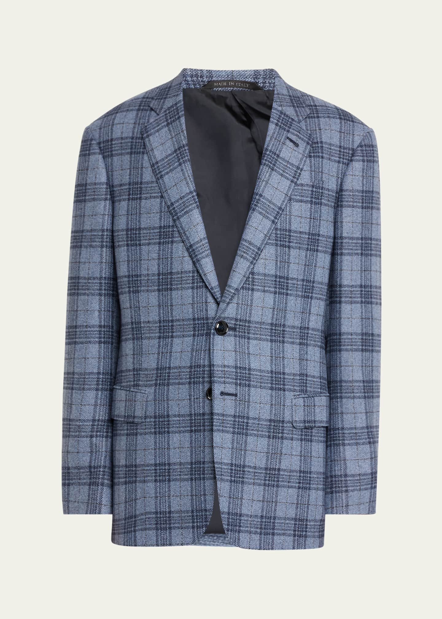 Giorgio Armani Men's Soft Wool-Cashmere Plaid Sport Coat Image 1 of 5