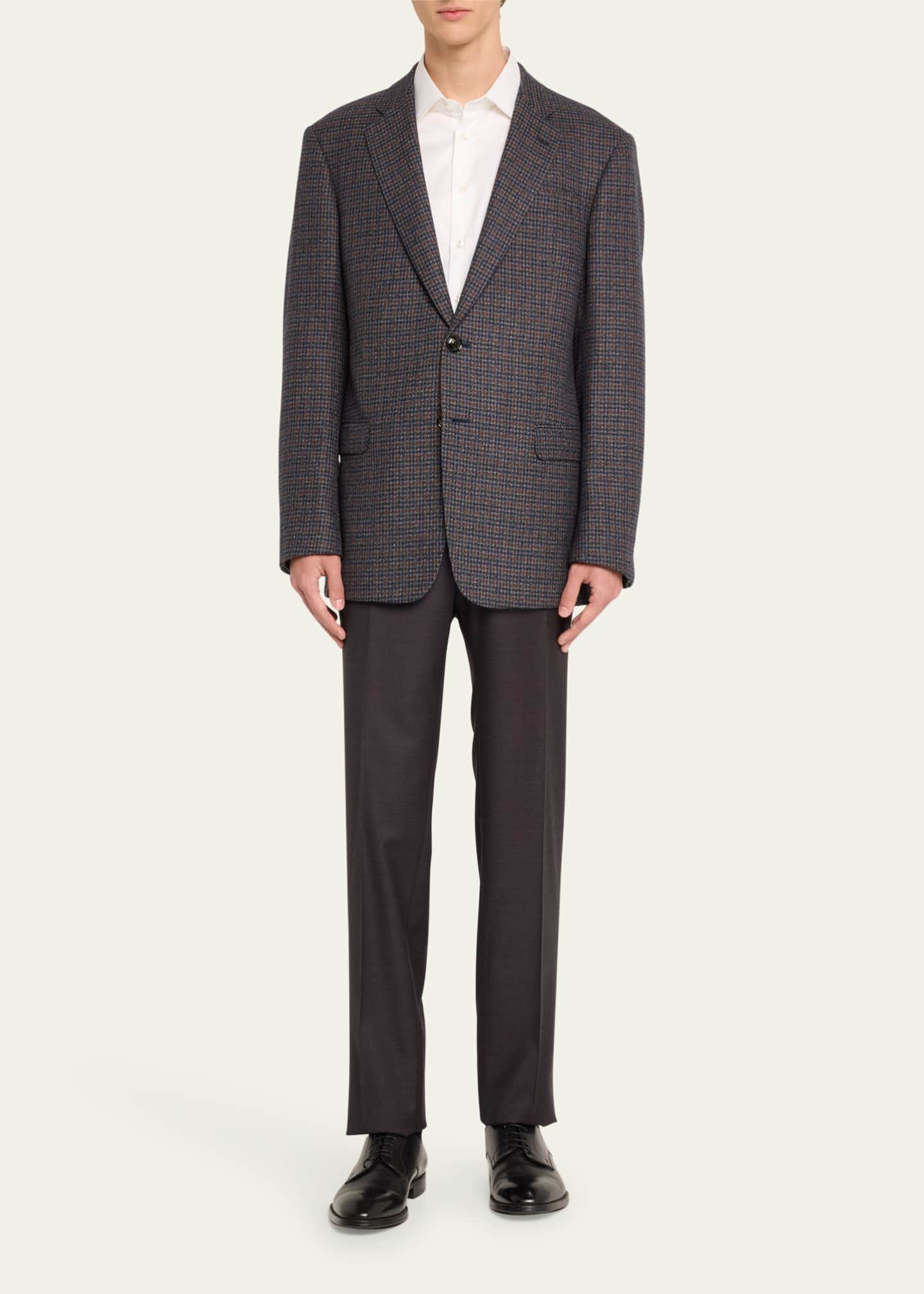 Giorgio Armani Men's Flat-Front Wool Trousers Image 2 of 5