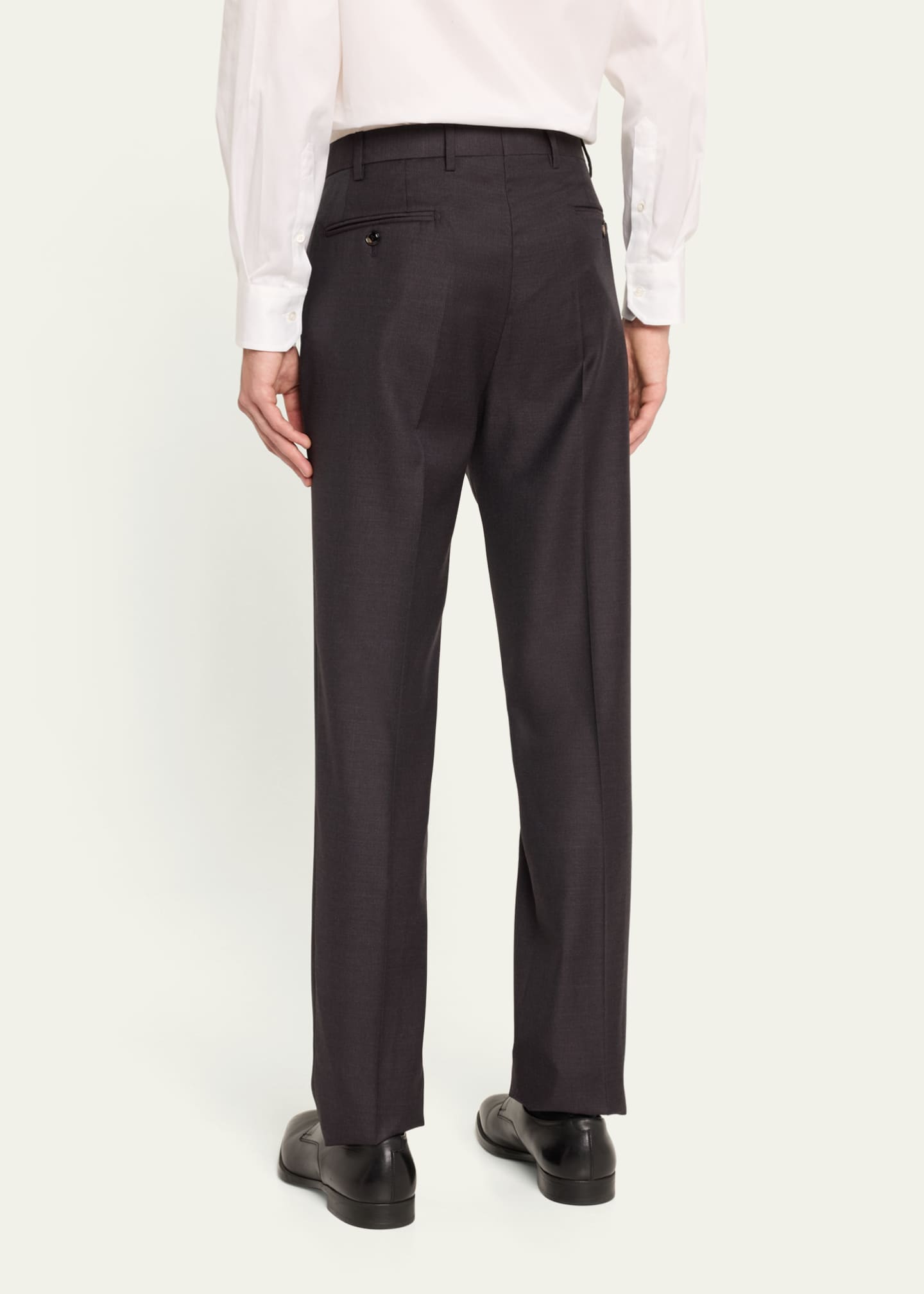 Giorgio Armani Men's Flat-Front Wool Trousers Image 3 of 5