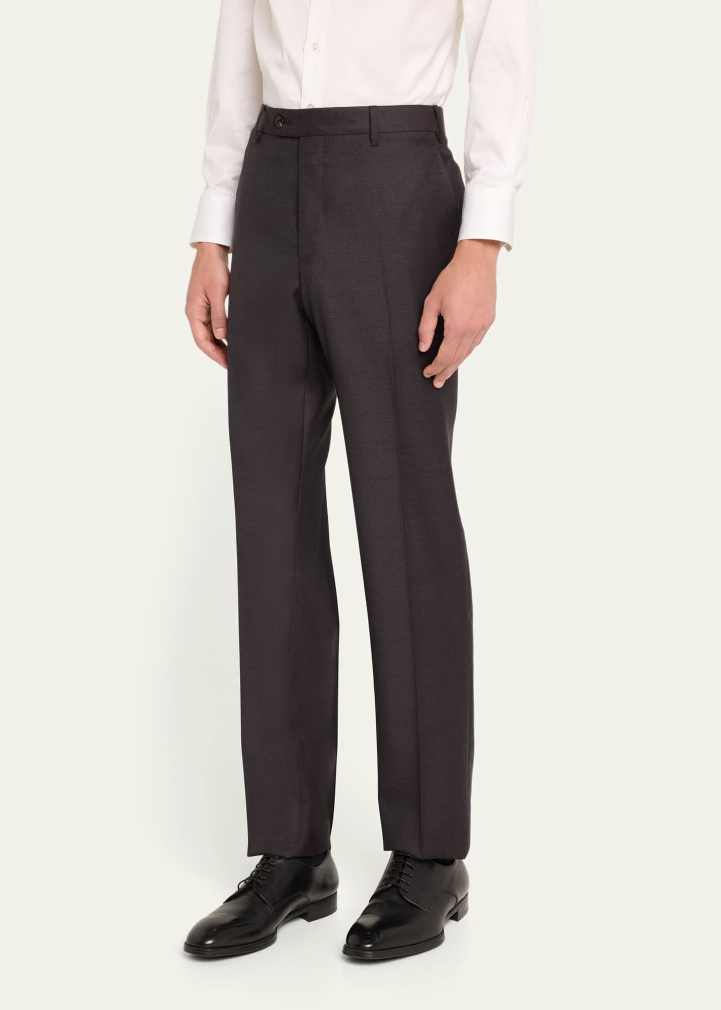 Giorgio Armani Men's Flat-Front Wool Trousers Image 4 of 5