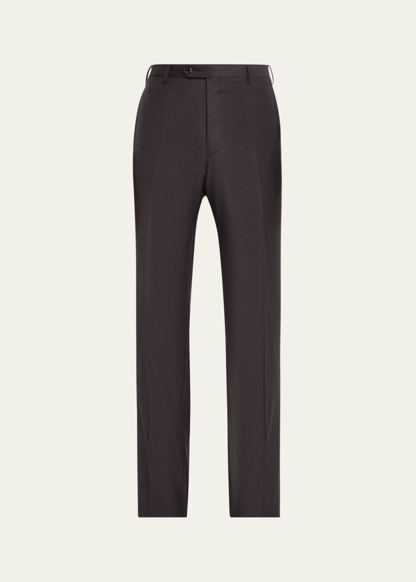 Giorgio Armani Men's Flat-Front Wool Trousers Image 1 of 5