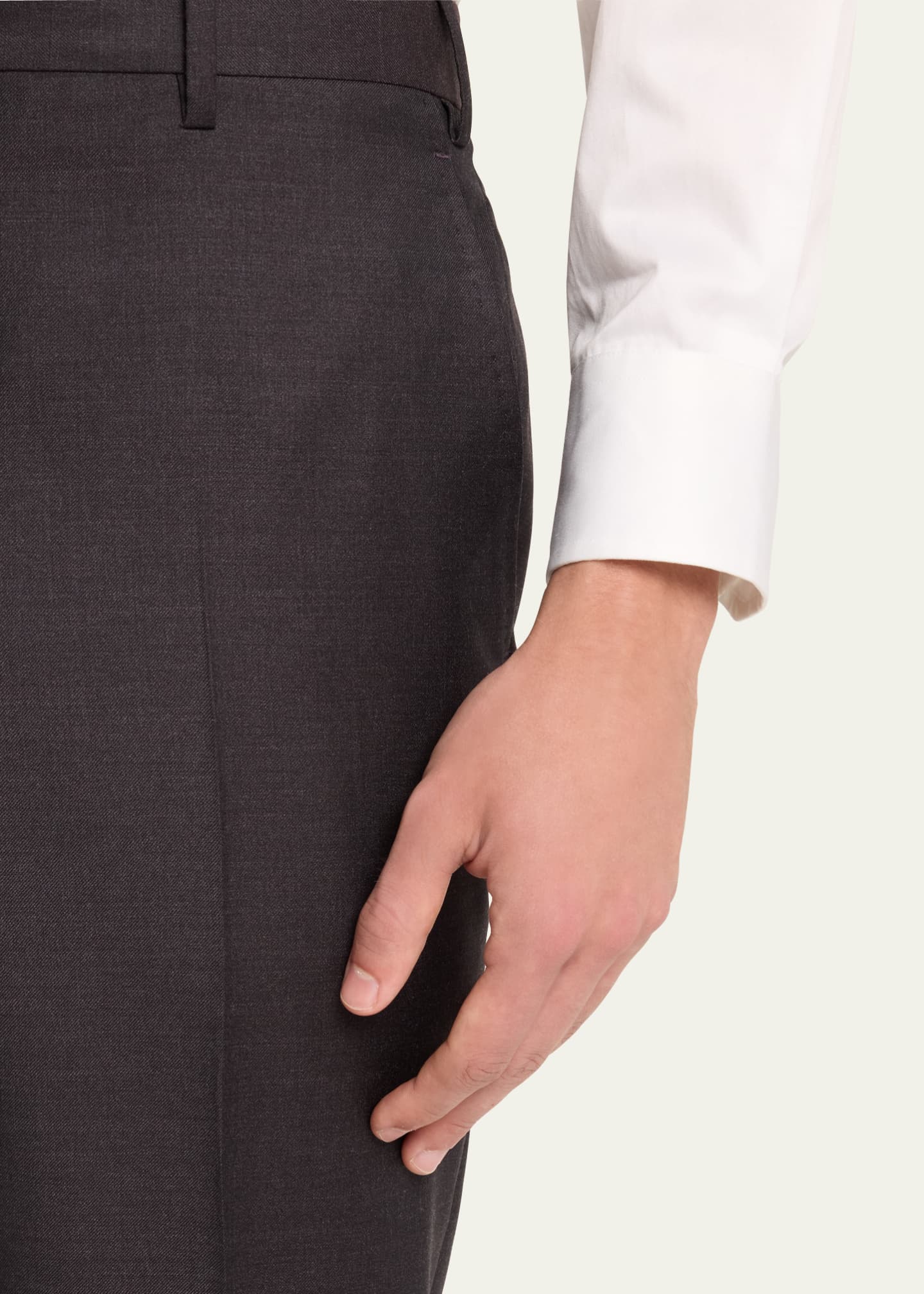 Giorgio Armani Men's Flat-Front Wool Trousers Image 5 of 5
