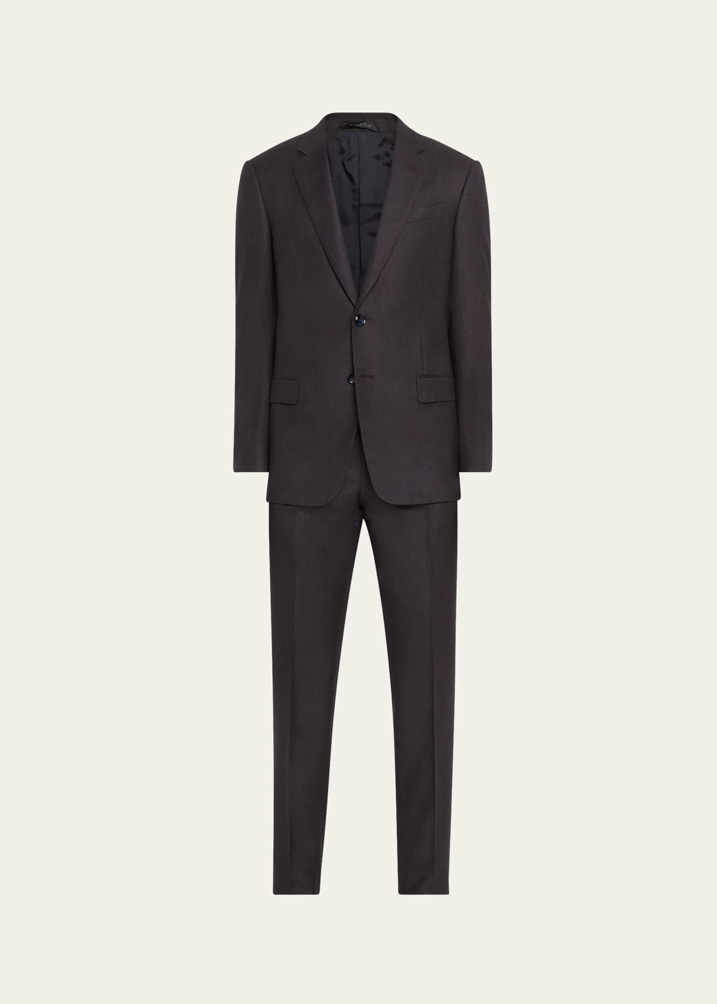 Giorgio Armani Men's Micro-Textured Wool Classic Fit Suit Image 1 of 5