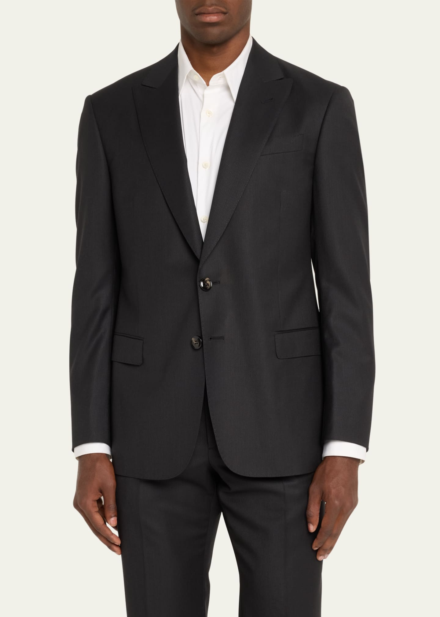 Giorgio Armani Men's Super 150s Striped Peak-Lapel Classic Fit Suit Image 4 of 5