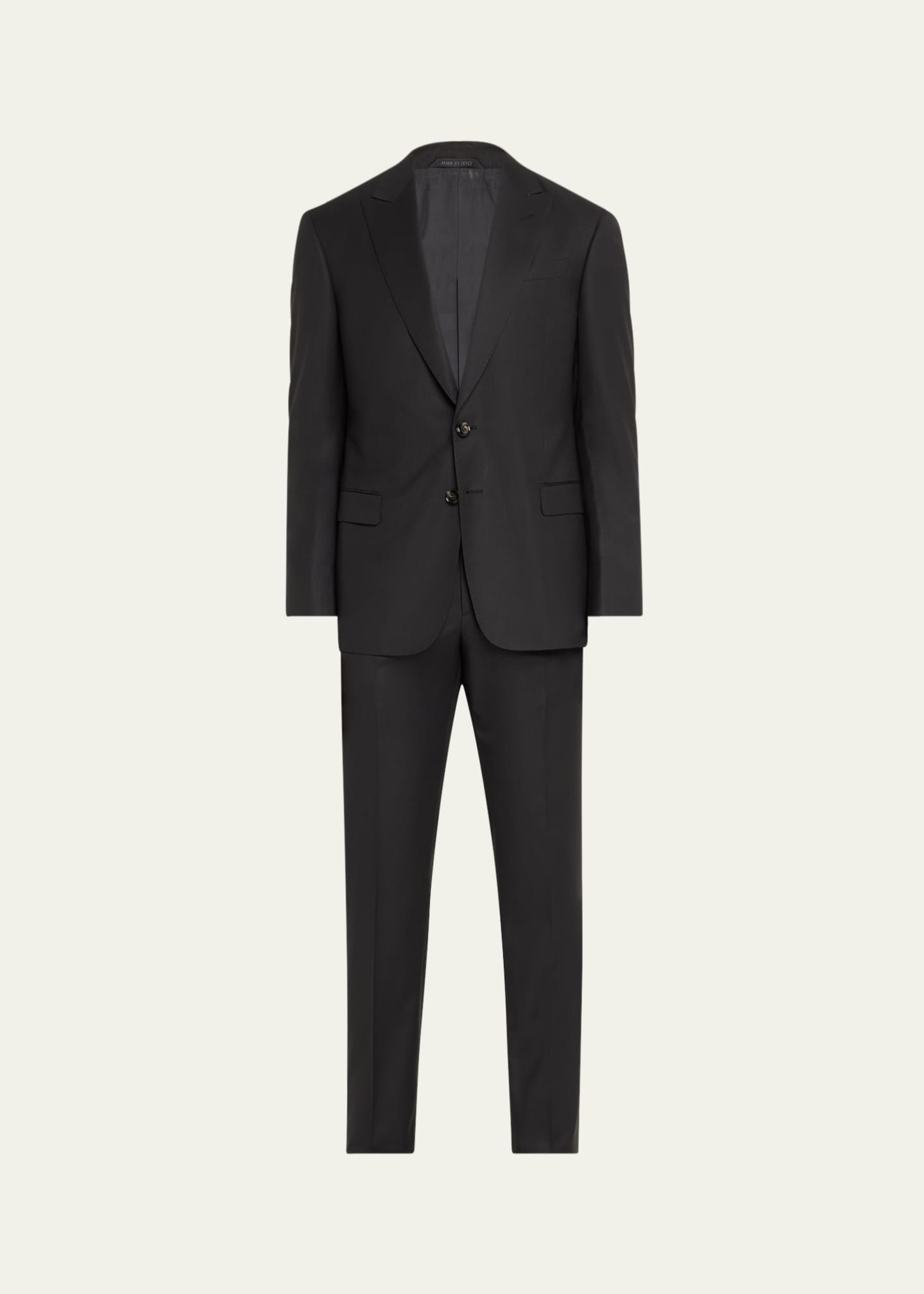 Giorgio Armani Men's Super 150s Striped Peak-Lapel Classic Fit Suit Image 1 of 5